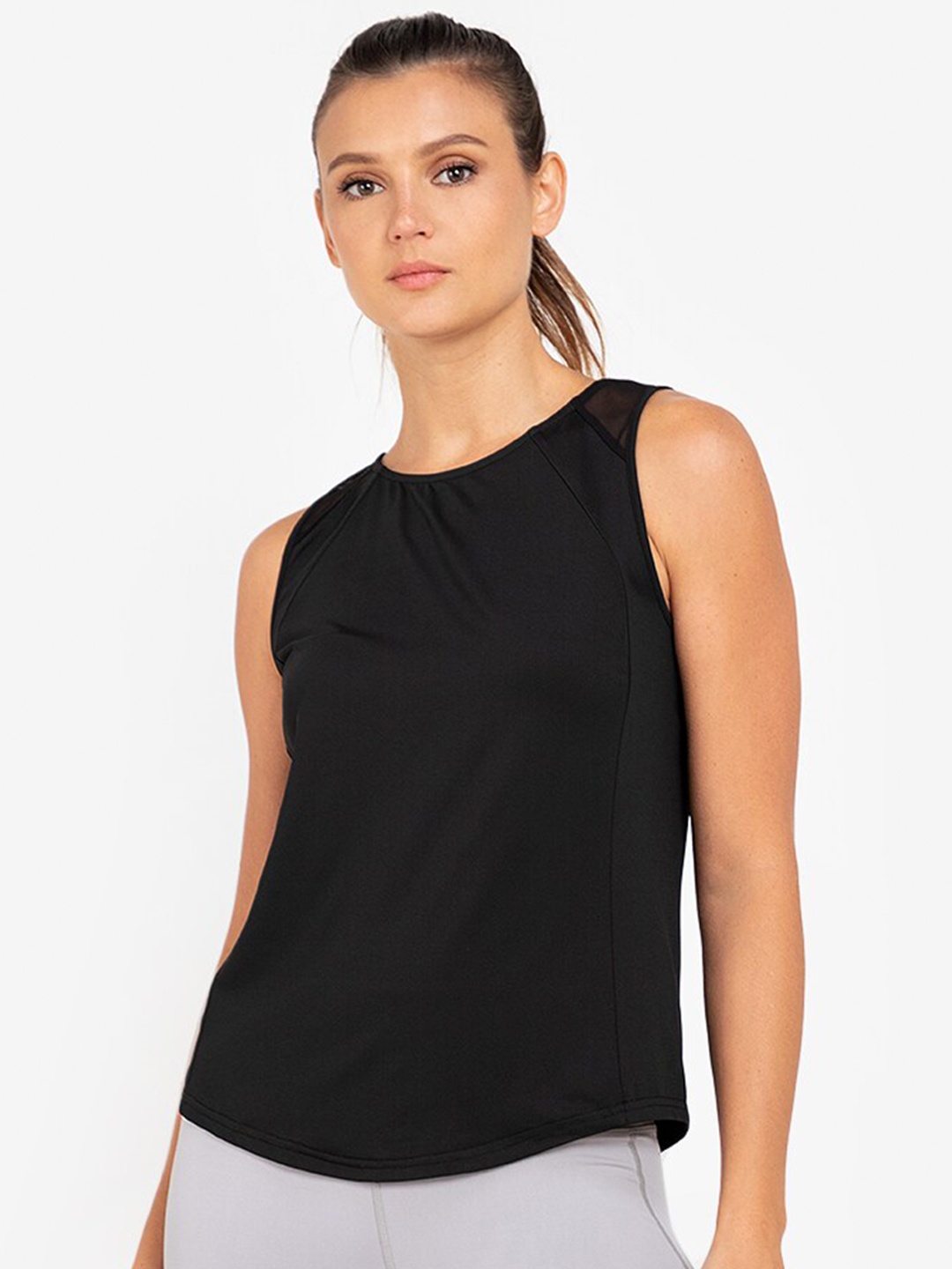

ZALORA ACTIVE Black Knitted Keyhole Back Neck Tank Top