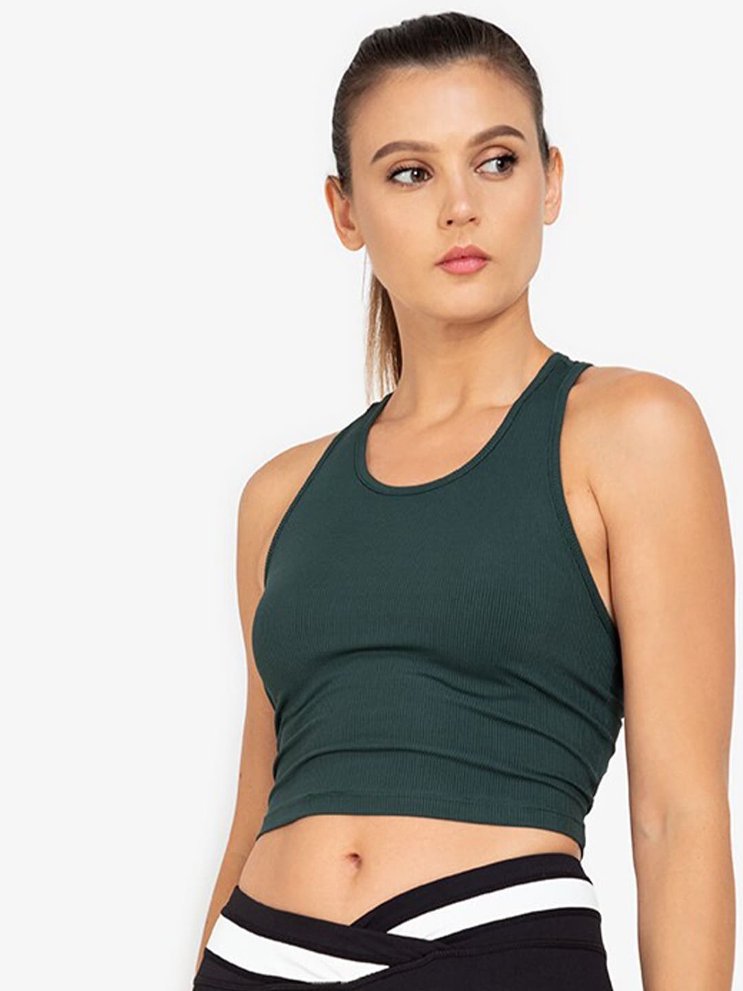 

ZALORA ACTIVE Women Green Solid Fitted Crop Top