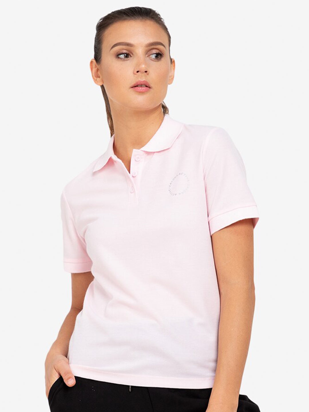 

ZALORA ACTIVE Pink Solid Side Slit Hem Polo Top