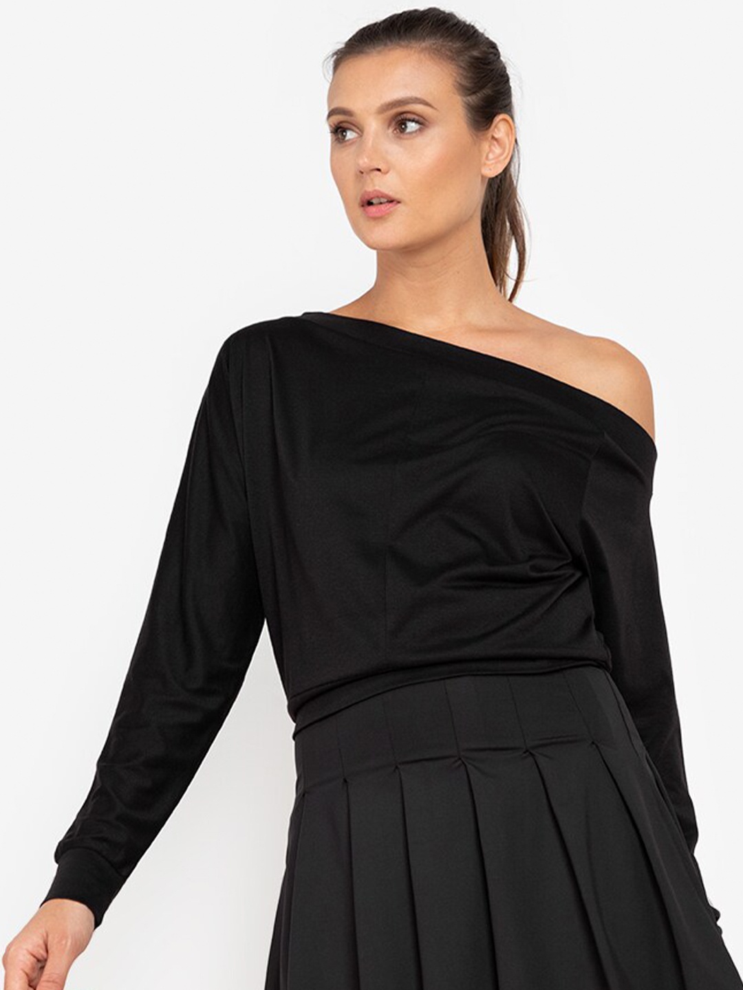 

ZALORA ACTIVE Women Black Dolman Sleeve One Shoulder Top