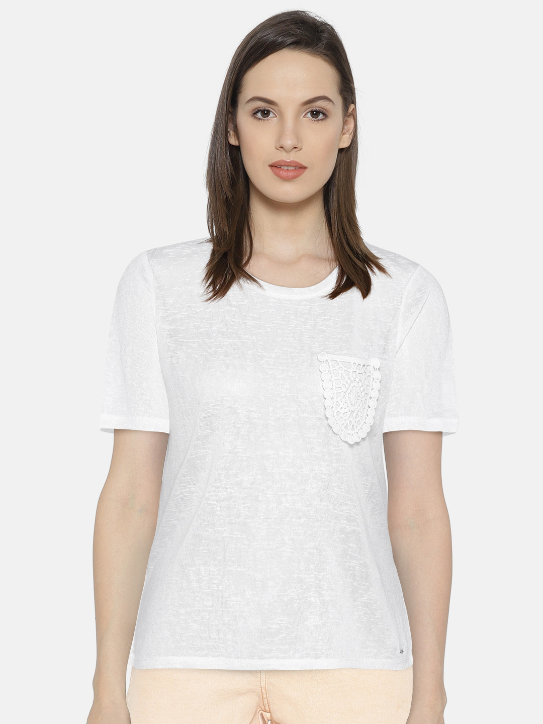 

Vero Moda Women White Solid Sheer Top
