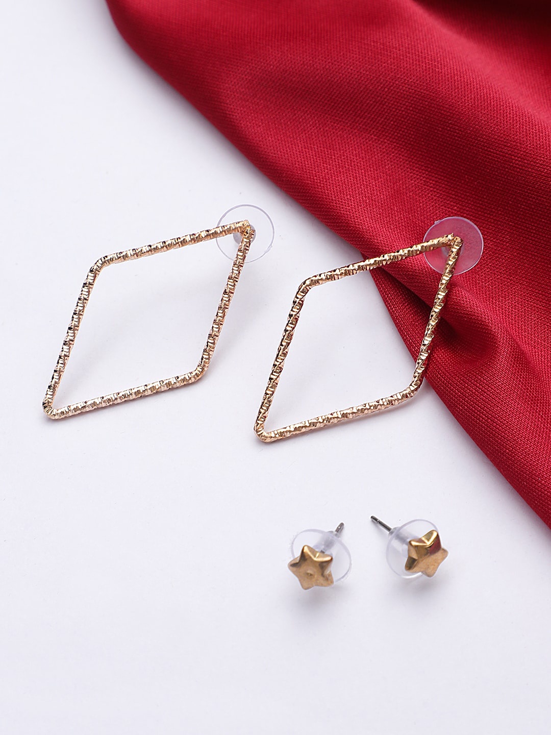 

KACY Set Of 2 Gold-Toned Geometric Studs Earrings