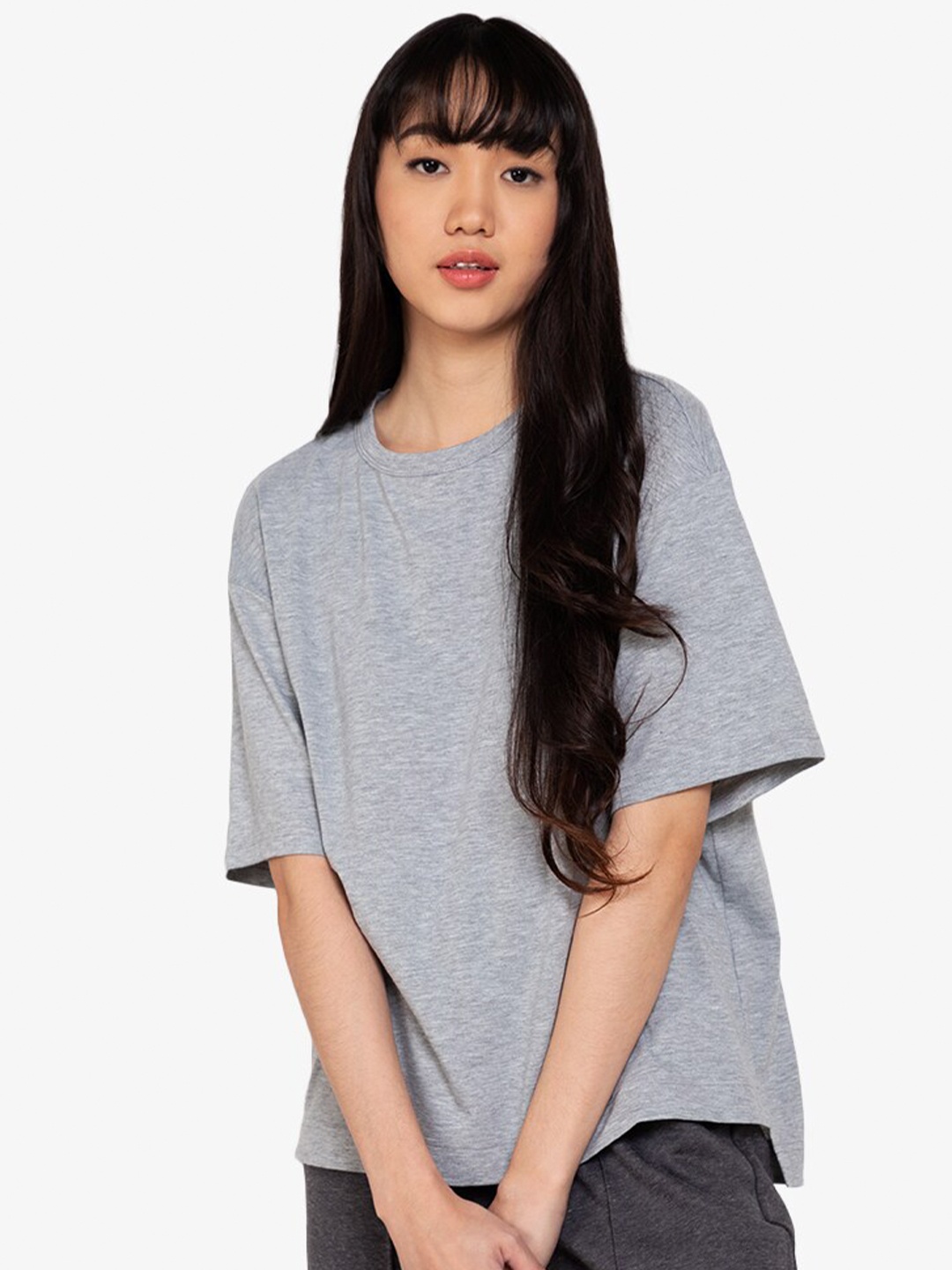 

ZALORA BASICS Grey Solid Oversized Regular Top