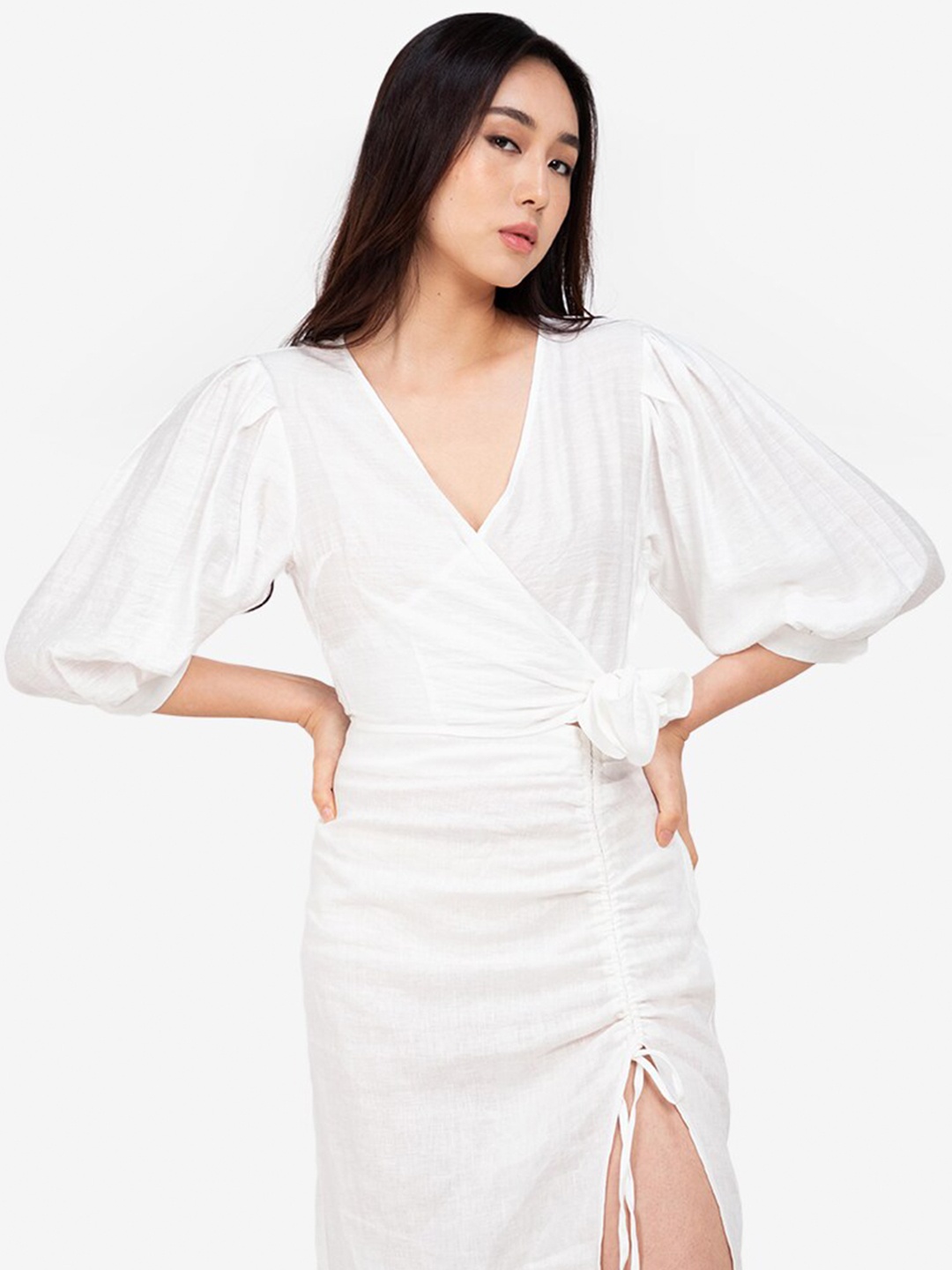 

ZALORA BASICS White Solid Wrap Top