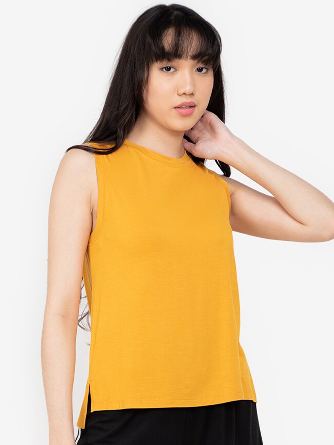 

ZALORA BASICS Yellow Solid Sleeveless Top