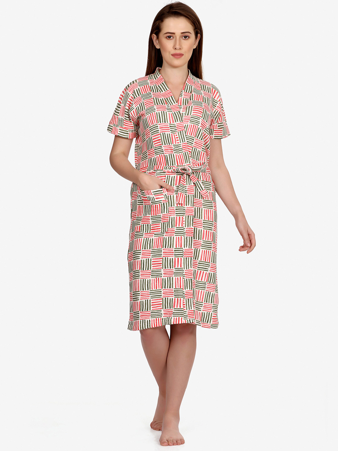 

Sand Dune Women Pink Printed Bath Robe