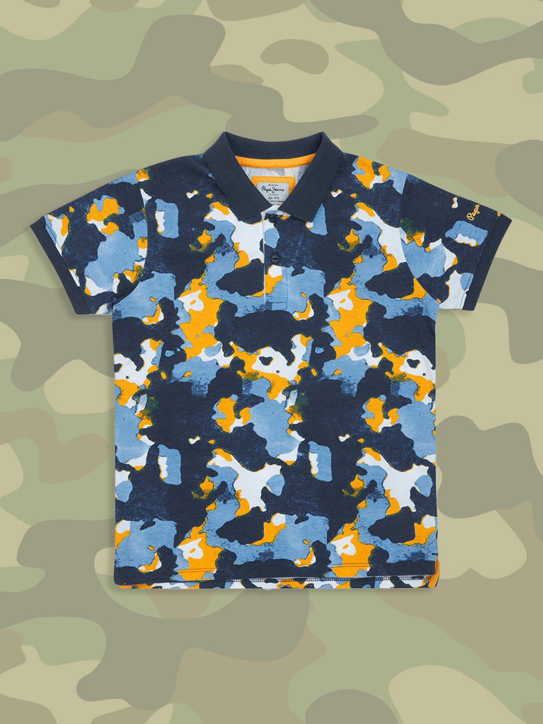 

Pepe Jeans Boys Blue Printed V-Neck Applique T-shirt