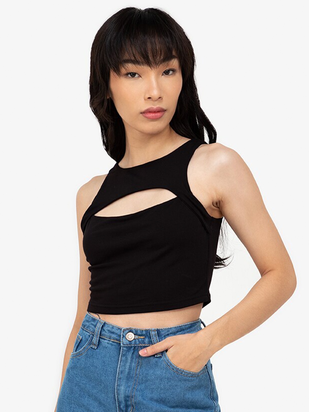 

ZALORA BASICS Women Black Halter Neck Crop Top