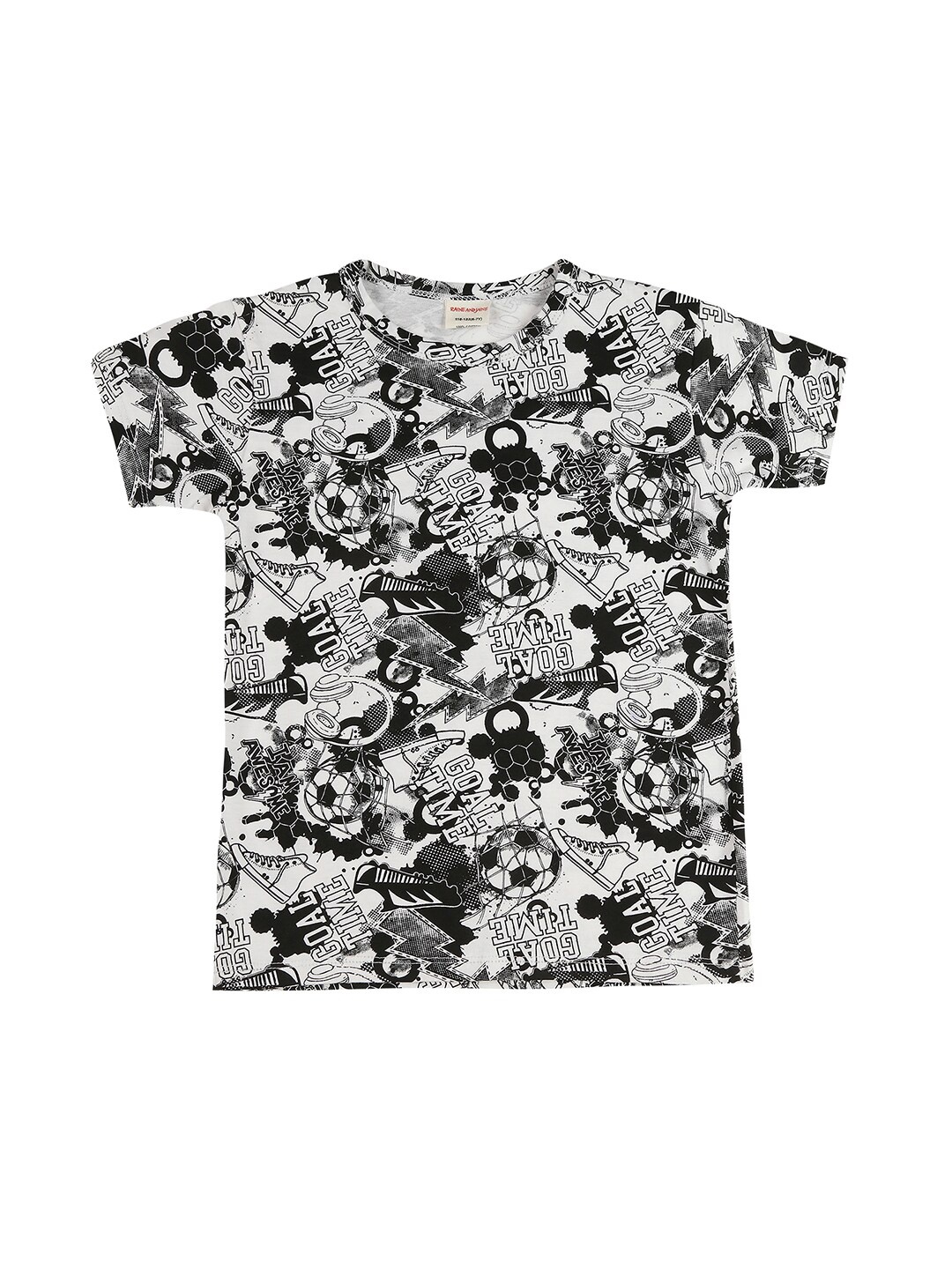 

RAINE AND JAINE Boys White Printed Raw Edge T-shirt
