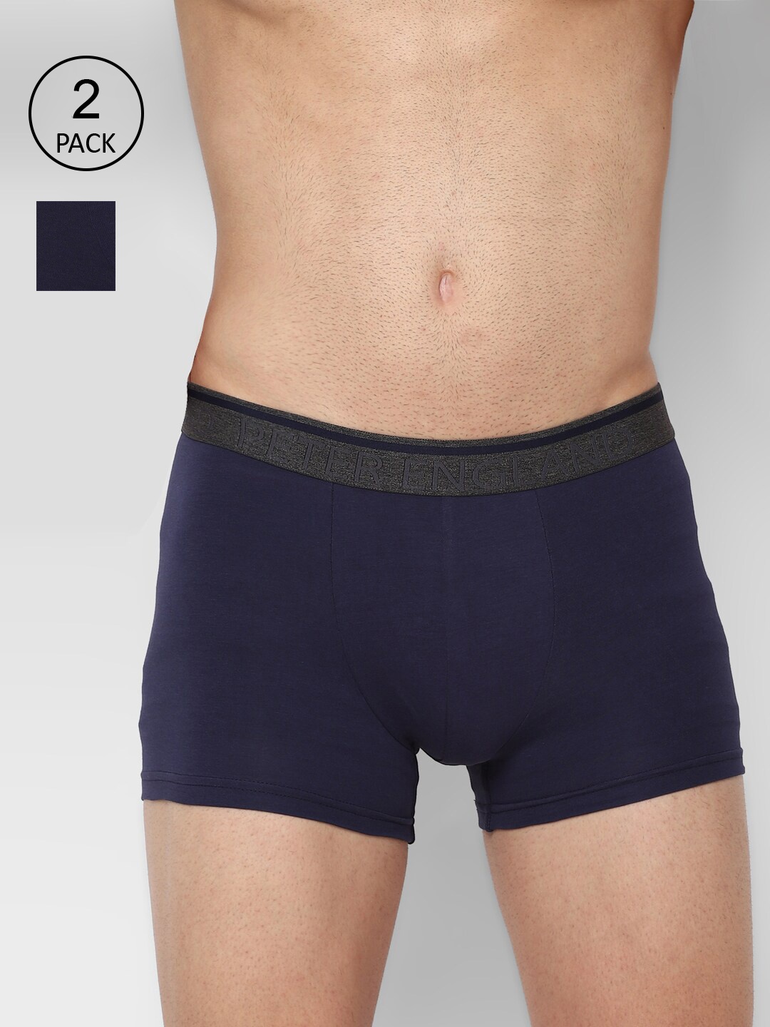 

Peter England Men Pack Of 2 Solid Pure Cotton Trunks PIWTNYBK9156050N, Navy blue