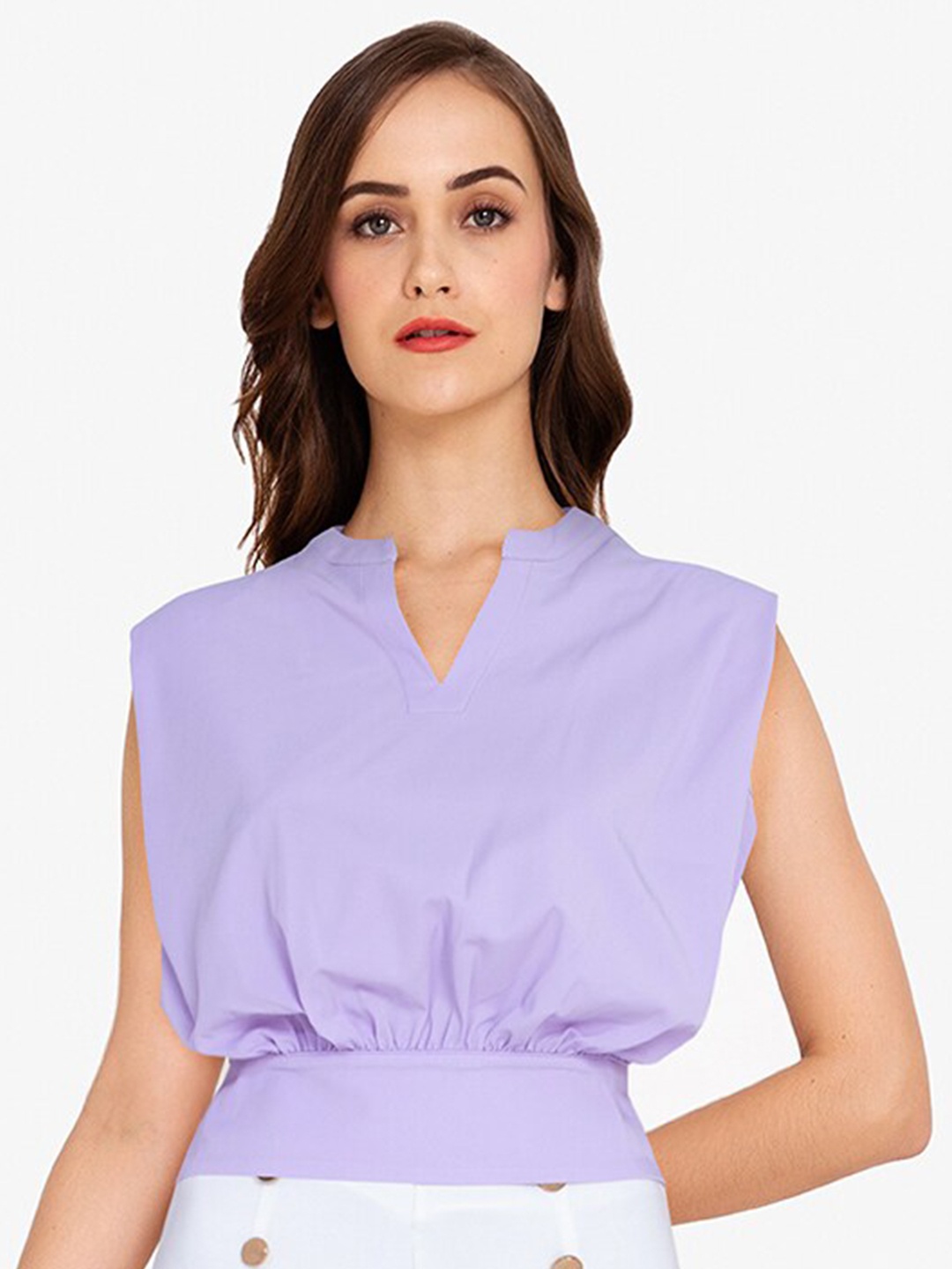 

ZALORA WORK Women Purple Cinched Waist Top