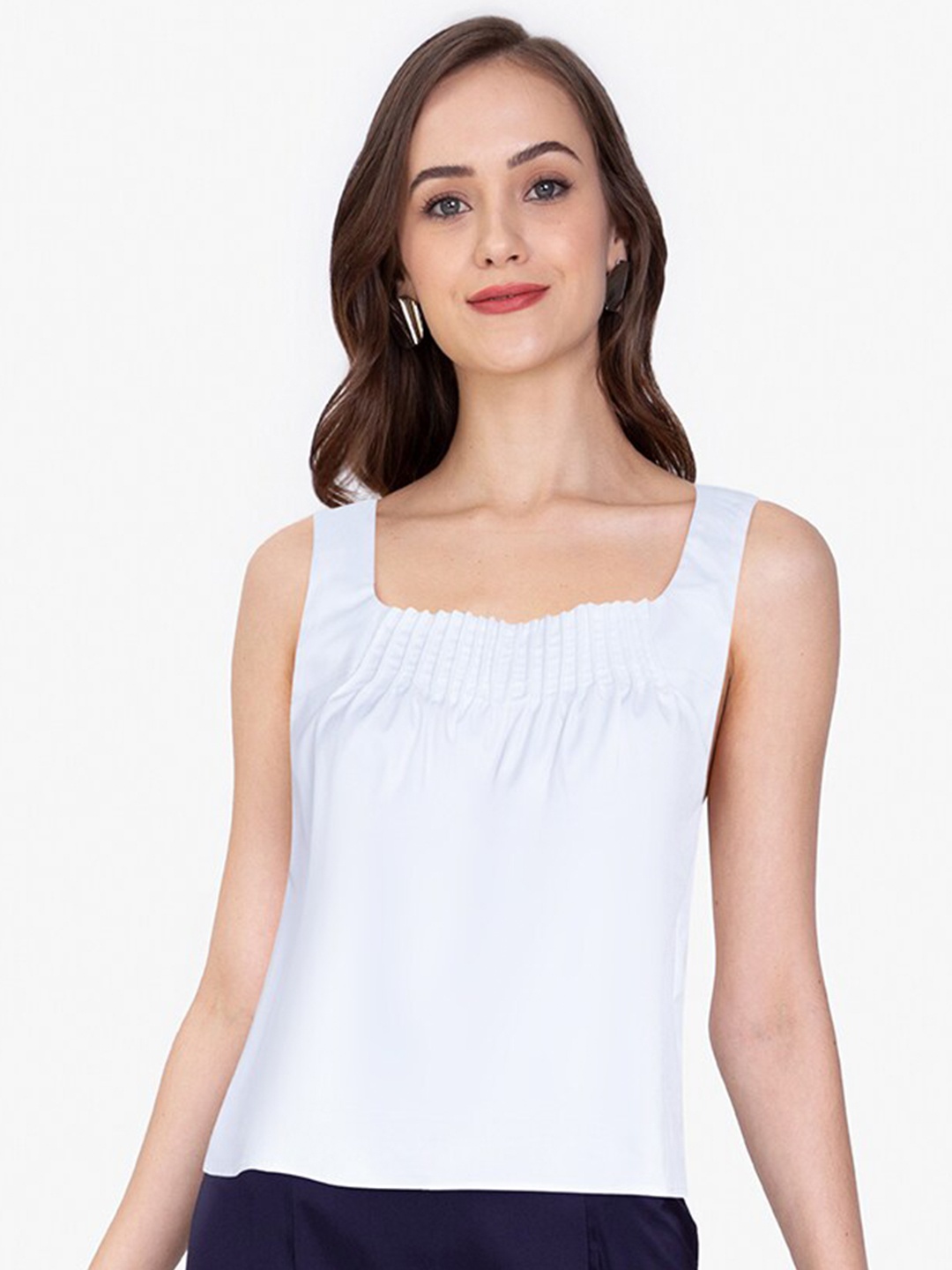 

ZALORA WORK White Front Pleated Top
