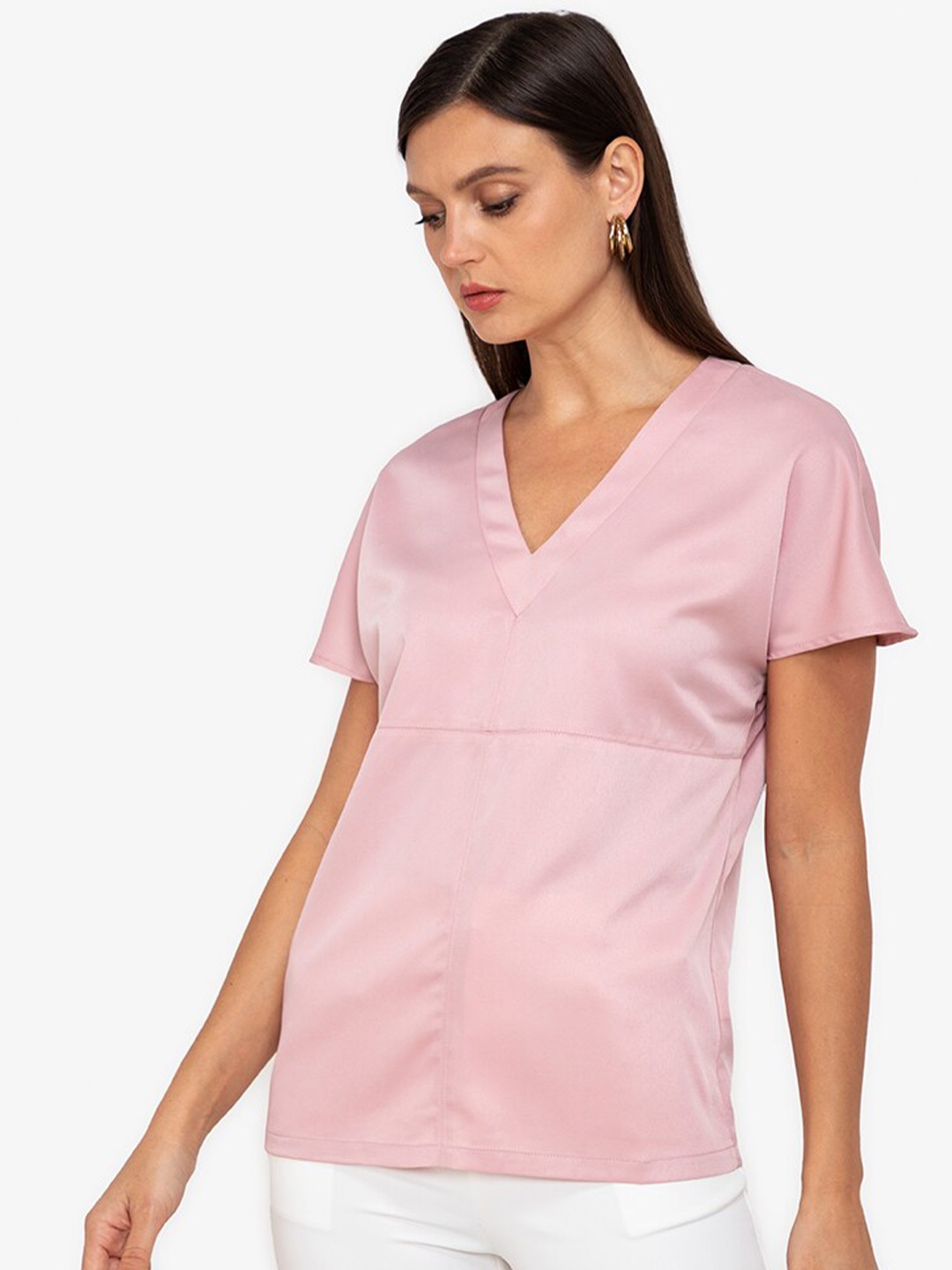 

ZALORA WORK Pink Solid Regular Top