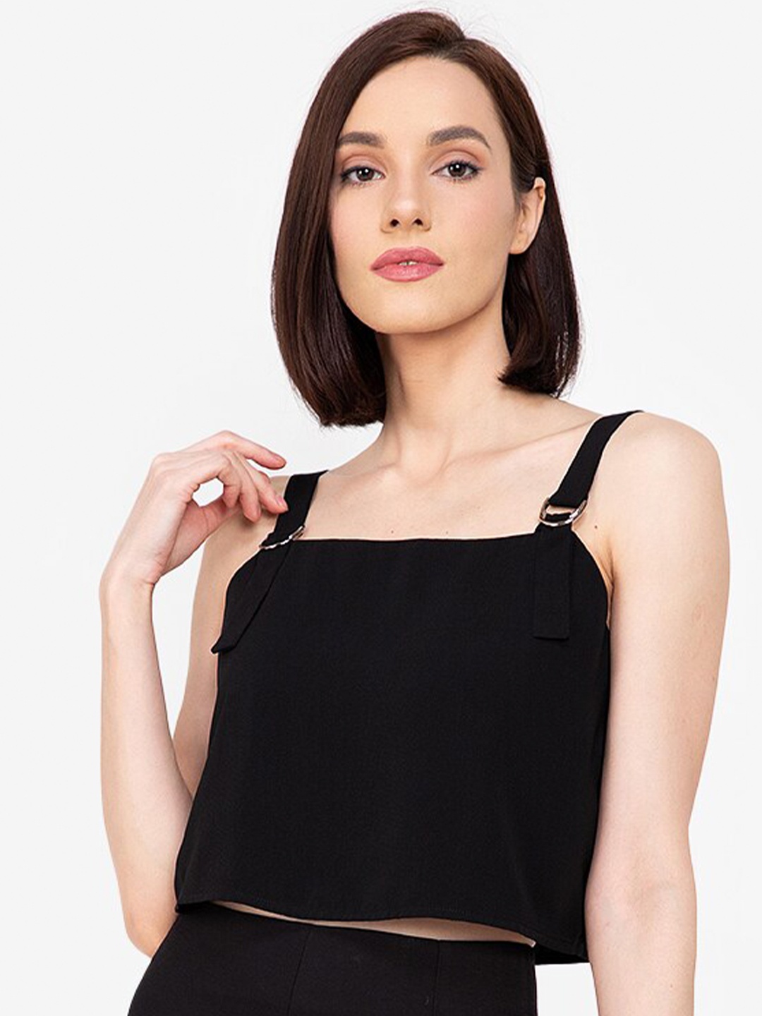 

ZALORA WORK Women Black Solid Crop Top