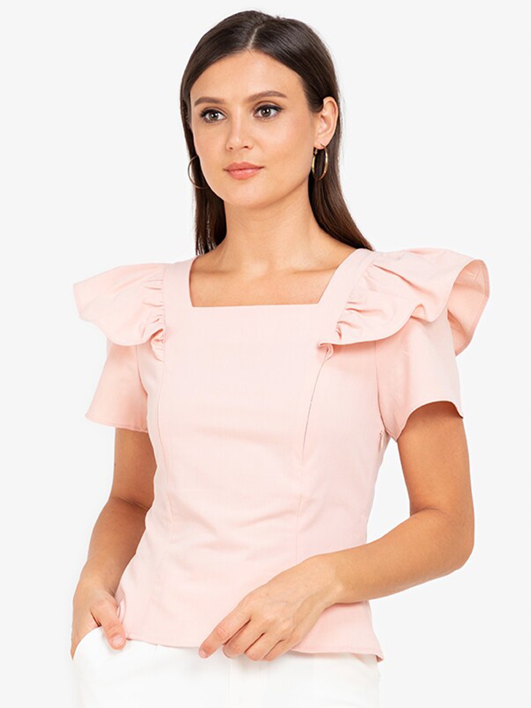 

ZALORA WORK Women Pink Nursing Ruffle Top