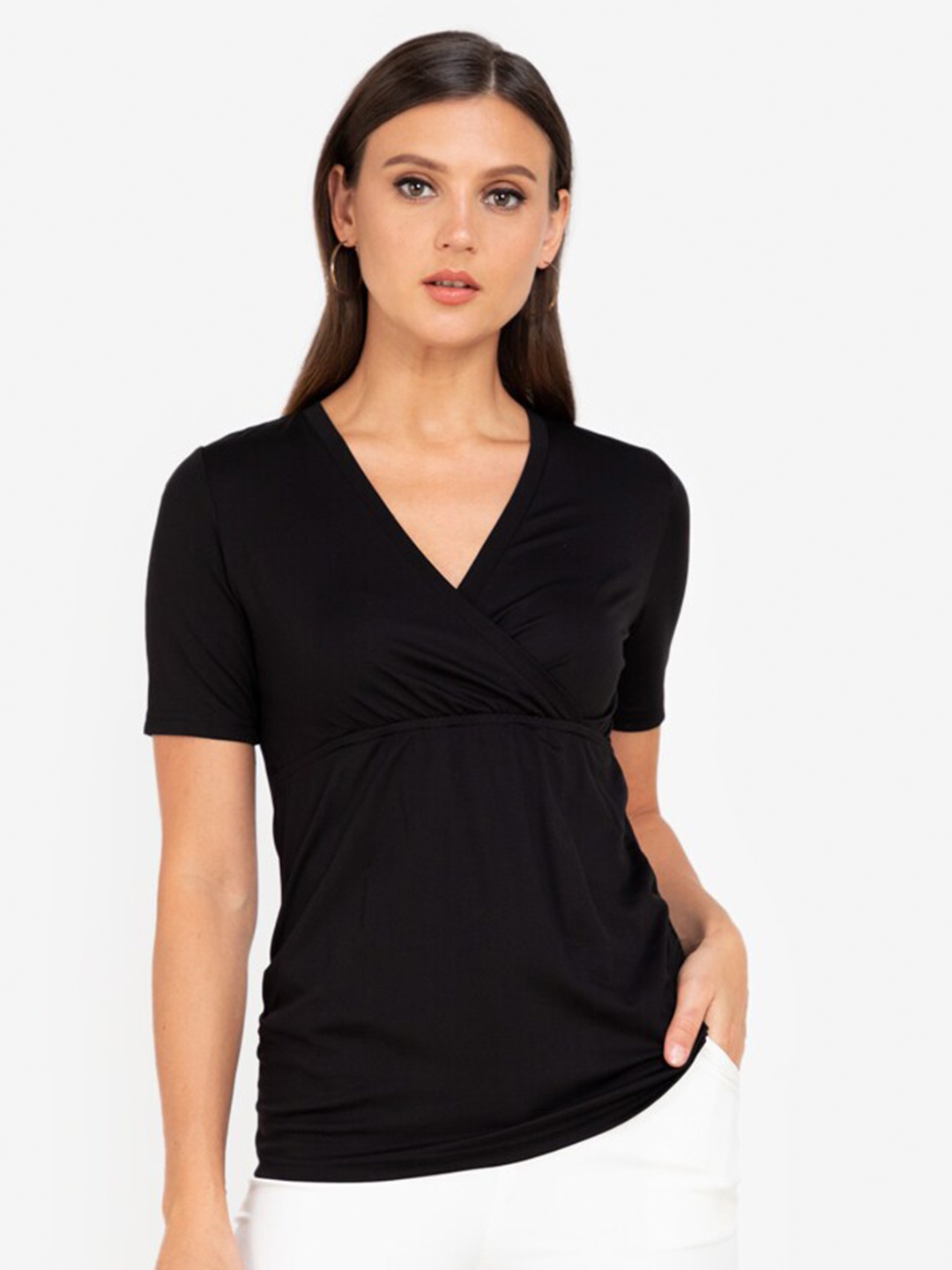 

ZALORA WORK Black Nursing Wrap Top