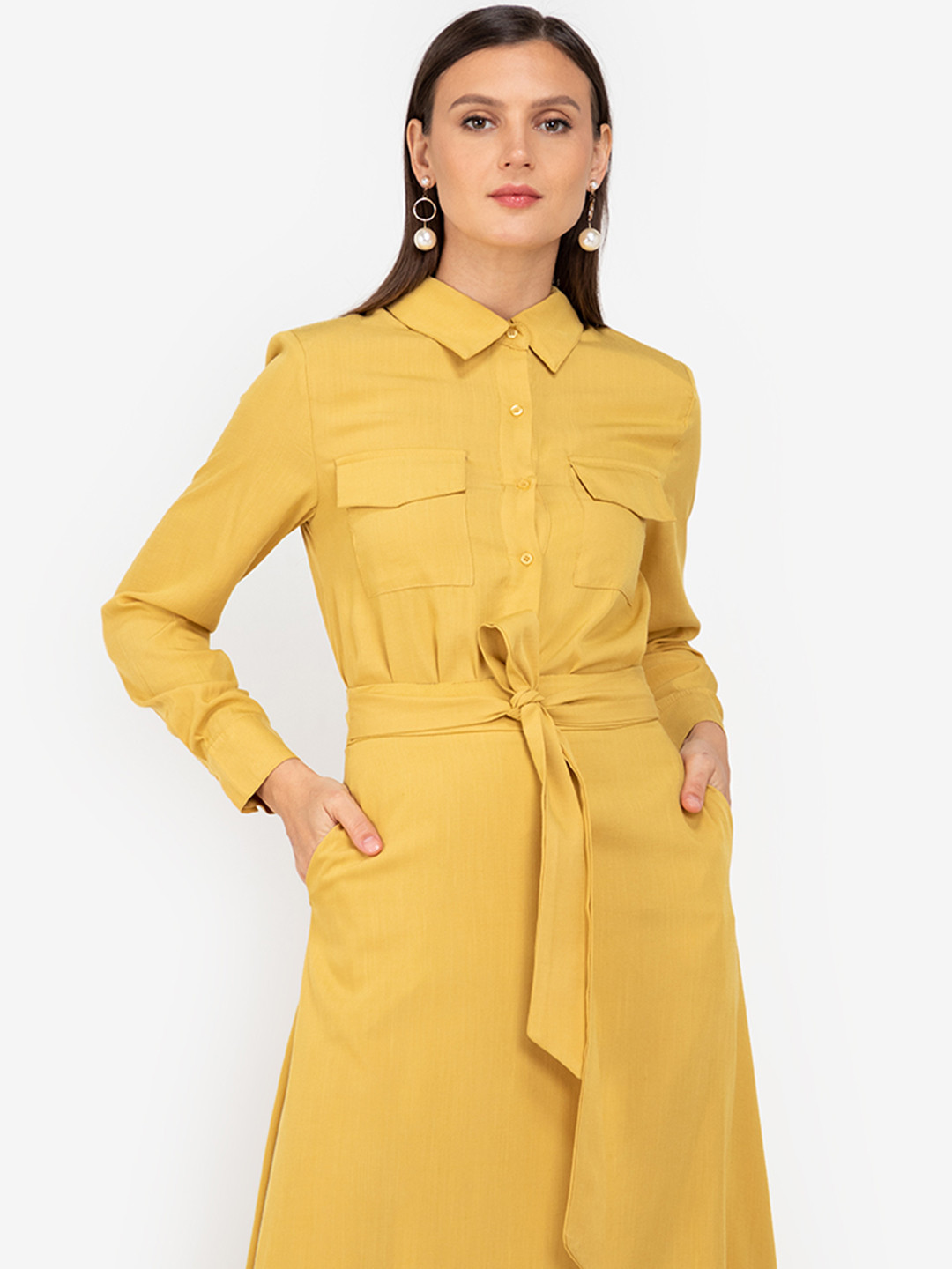 

ZALORA WORK Yellow Solid Shirt Style Top