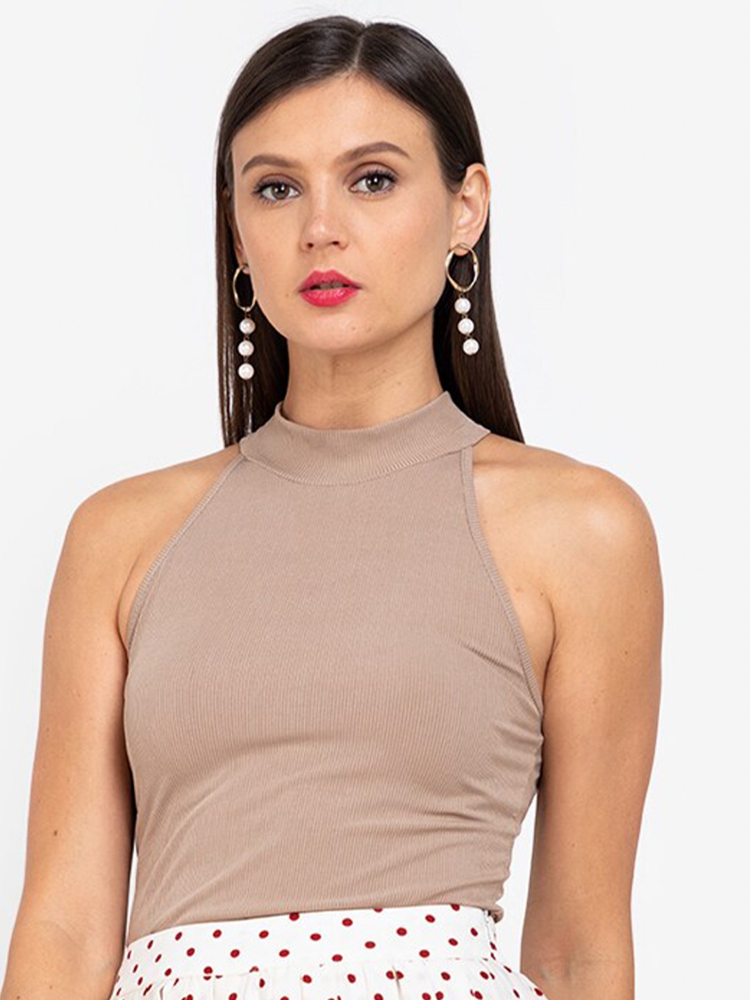 

ZALORA WORK Women Brown Halter Neck Top