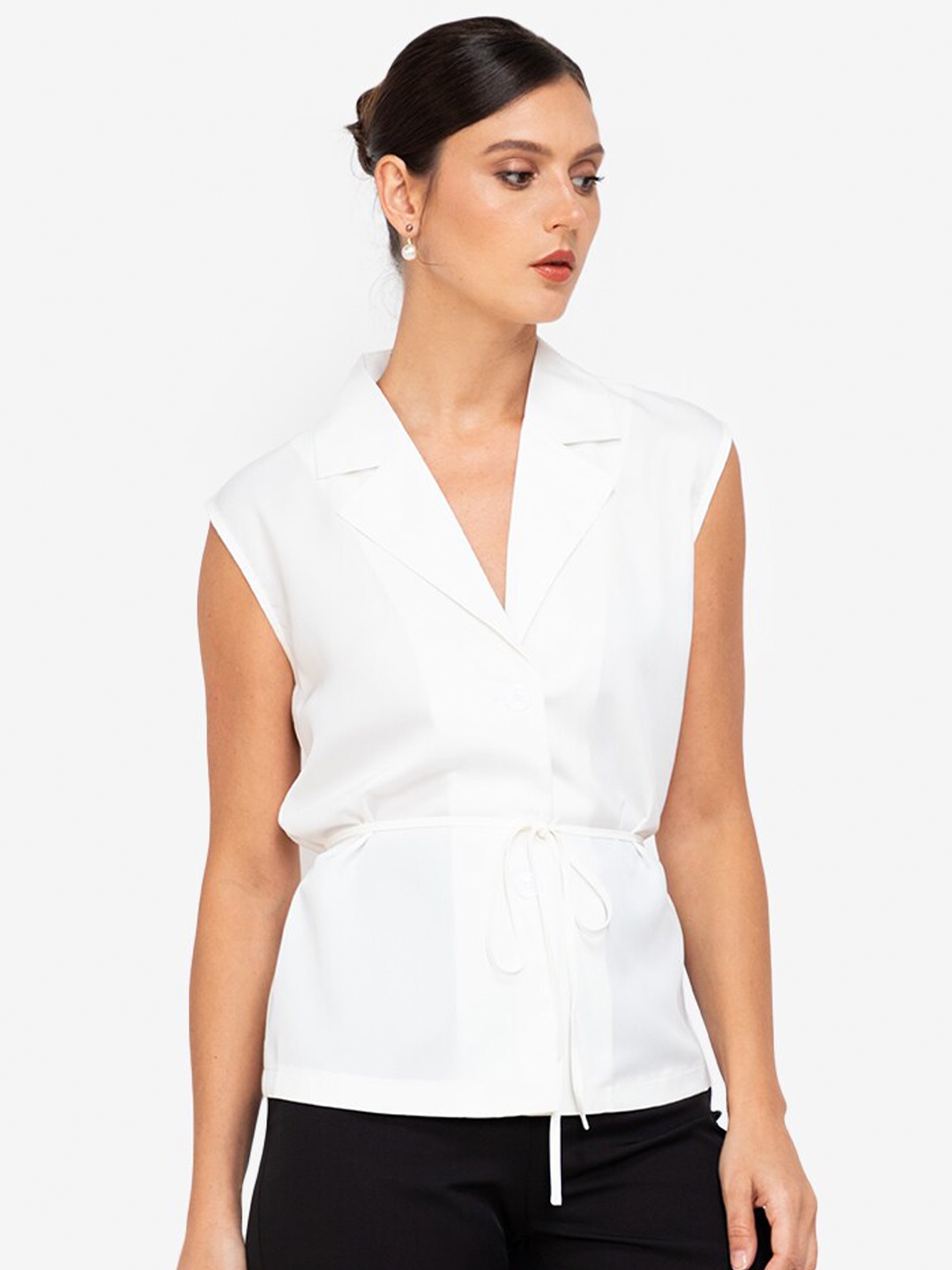 

ZALORA WORK White Cinched Waist Top