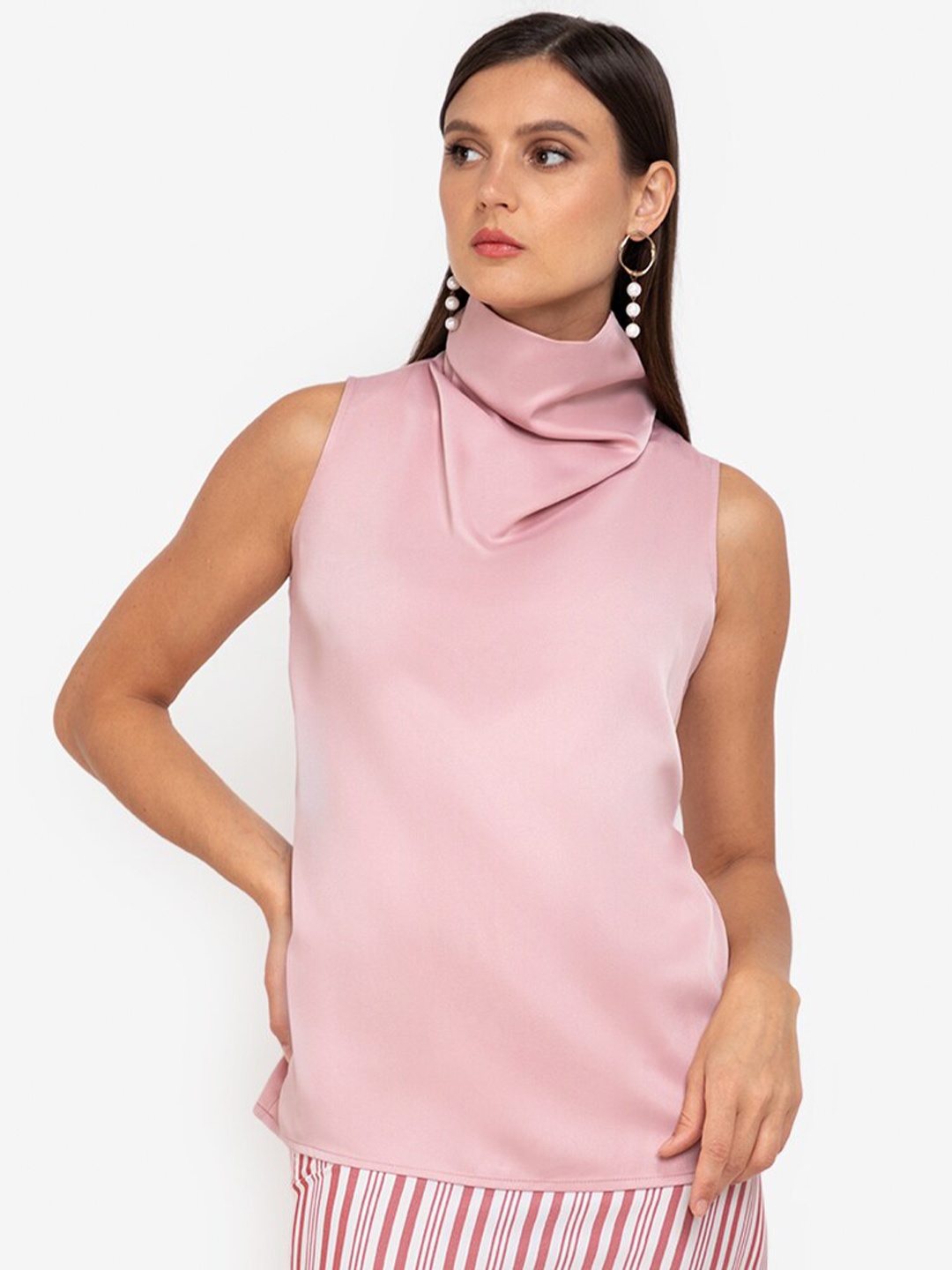 

ZALORA WORK Pink Cowl Neck Top