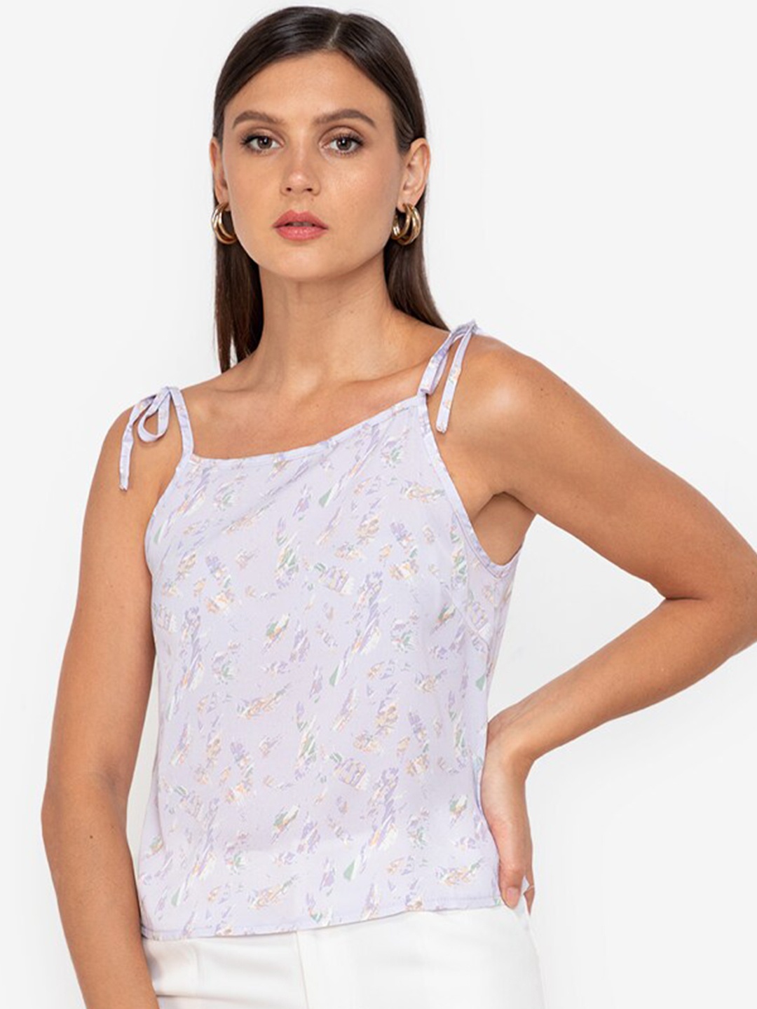 

ZALORA WORK Lavender Abstract Print Tank Top