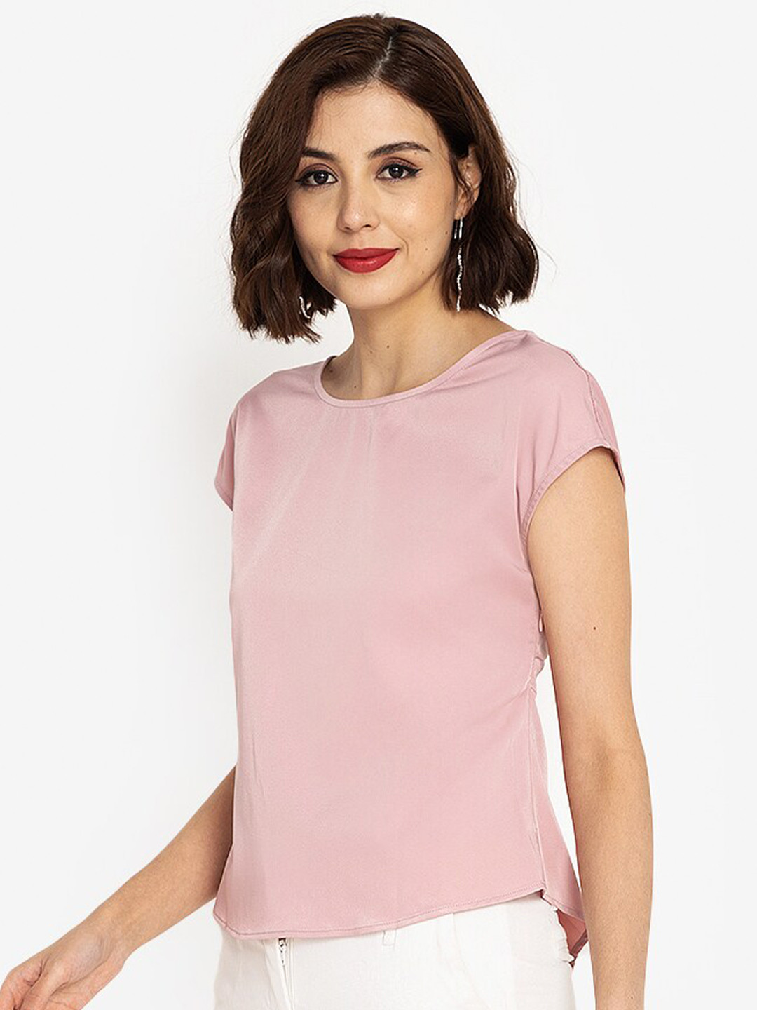 

ZALORA WORK Women Pink Solid Extended Sleeves Styled Back Top