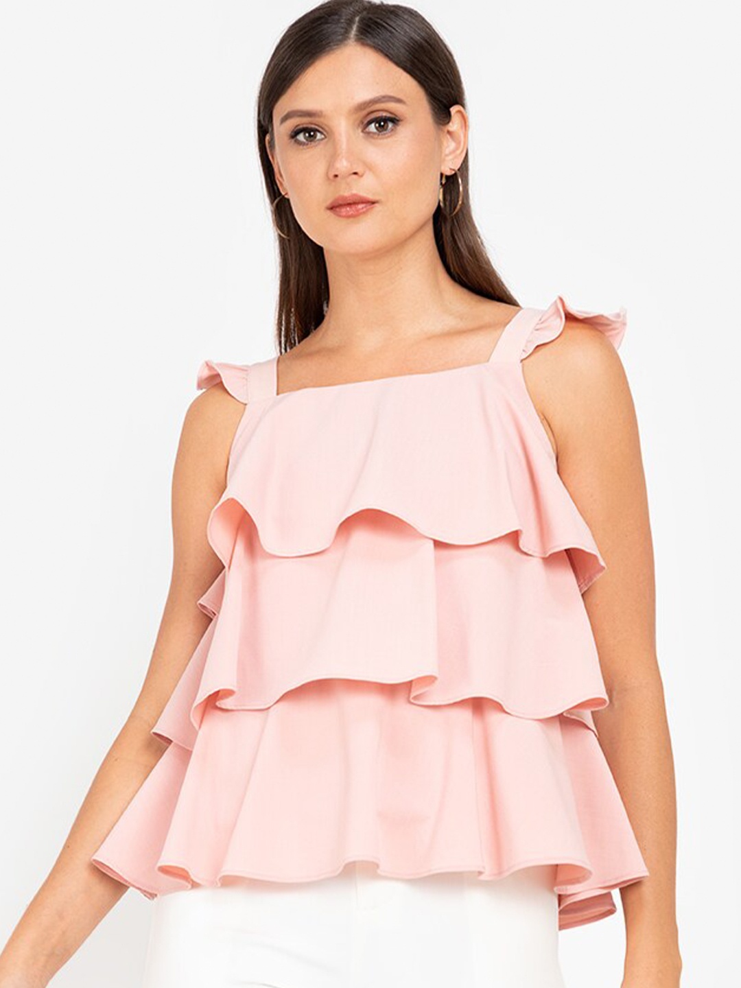 

ZALORA WORK Women Pink Solid Layered Top