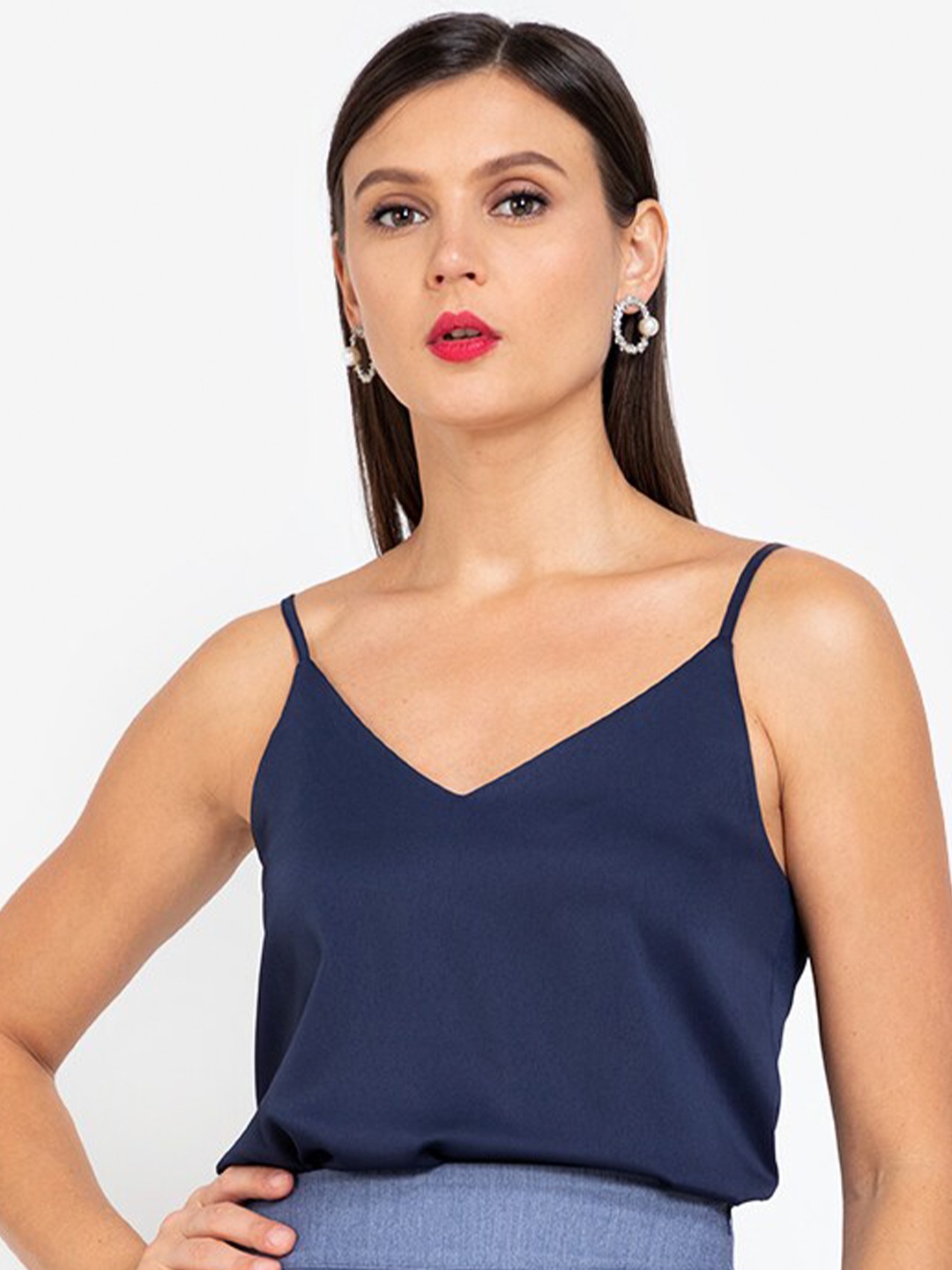 

ZALORA WORK Navy Blue Shoulder Straps Top