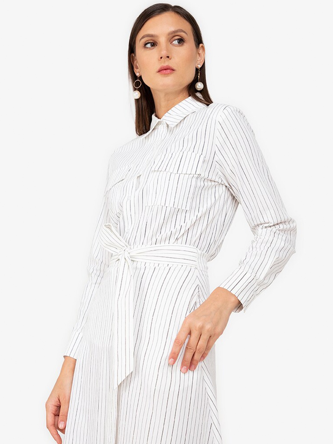 

ZALORA WORK White Striped Shirt Style Top
