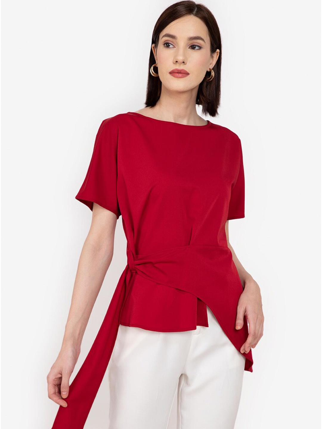 

ZALORA WORK Women Red Solid Extended Sleeves Top