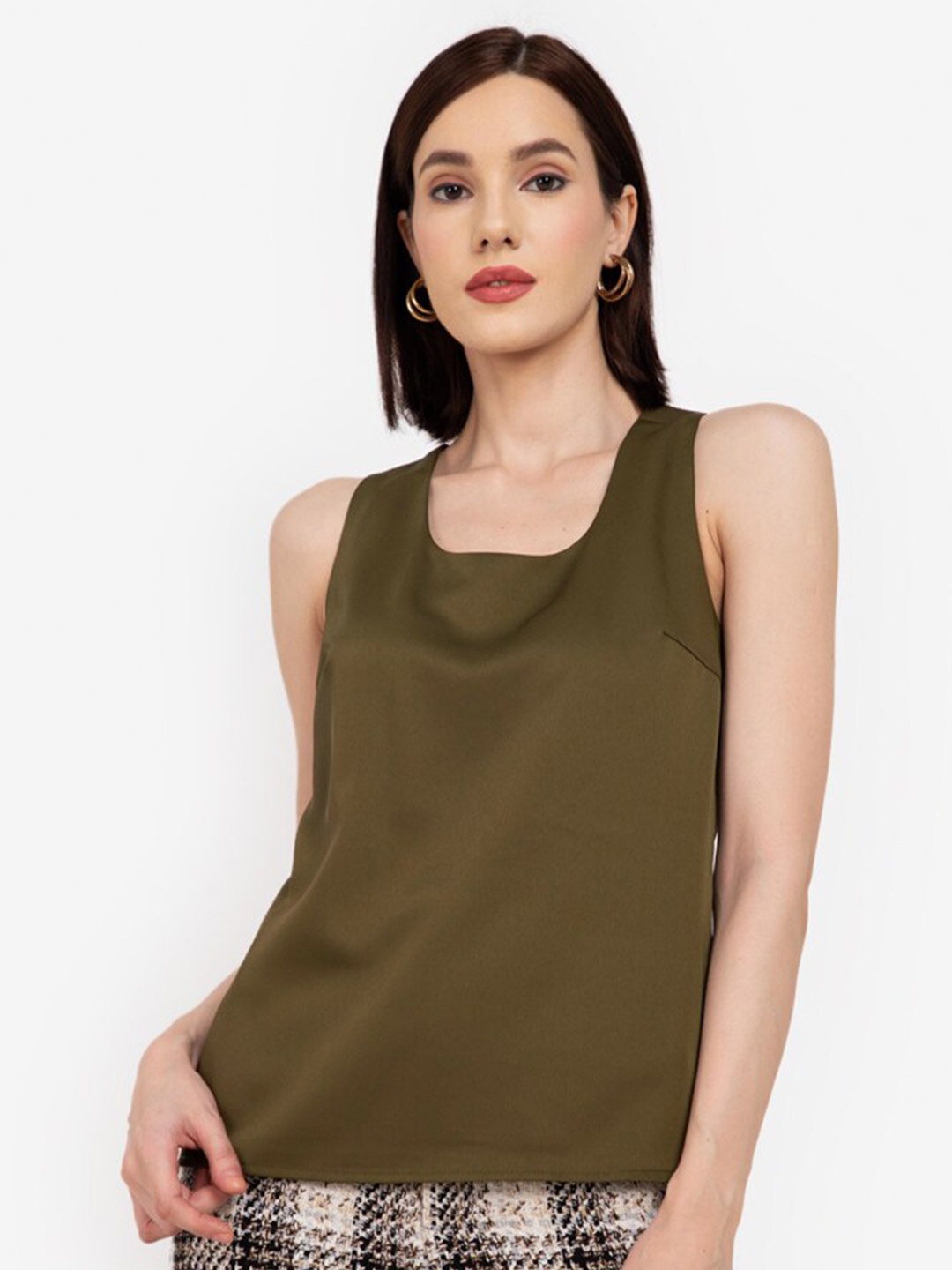 

ZALORA WORK Women Green Solid Styled Back Top