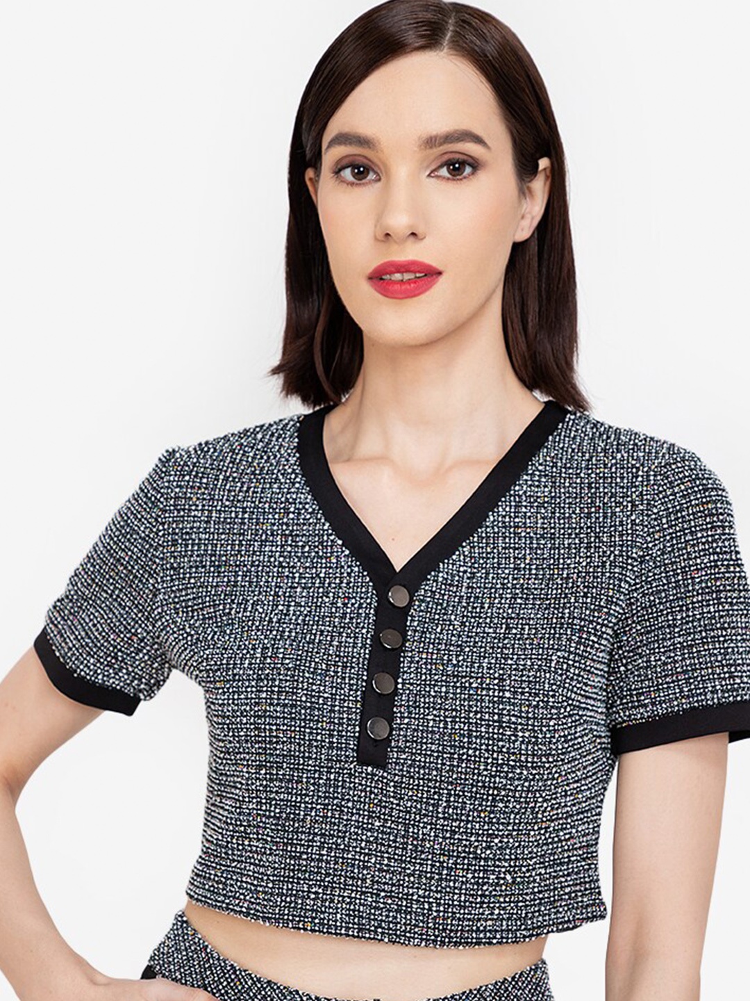 

ZALORA WORK Women Black & White Crop Top