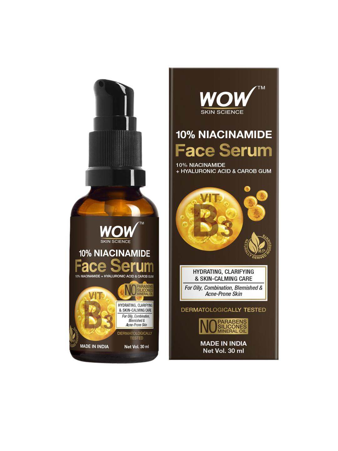 

WOW SKIN SCIENCE 10% Niacinamide Face Serum with Hyaluronic Acid 30 ml, Brown