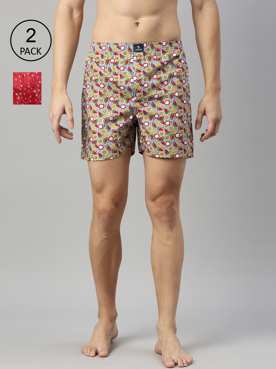 

Joven Men Pack of 2 Printed Pure Cotton Boxers, Multi