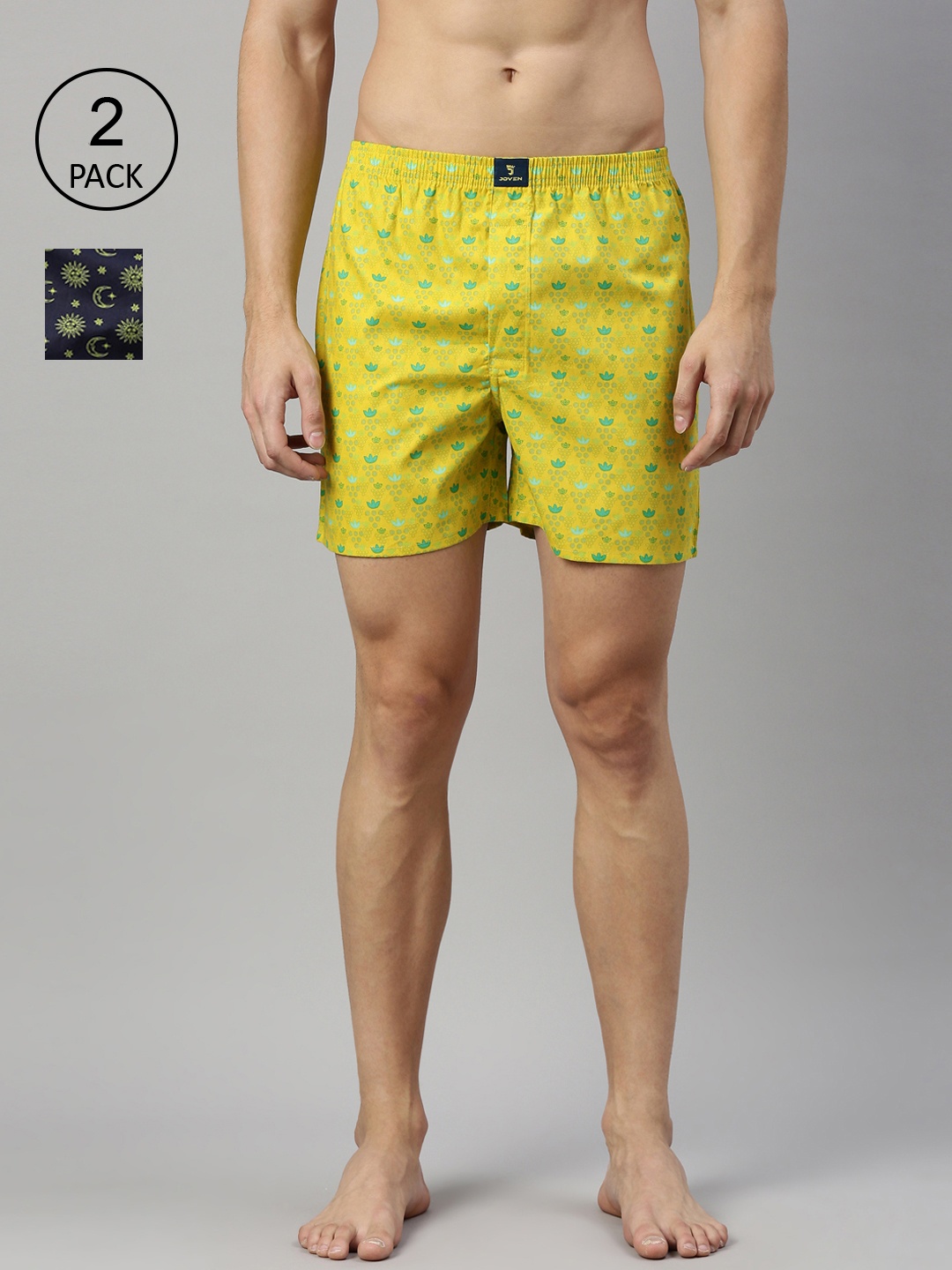 

Joven Men Pack of 2 Printed Pure Cotton Boxers, Multi