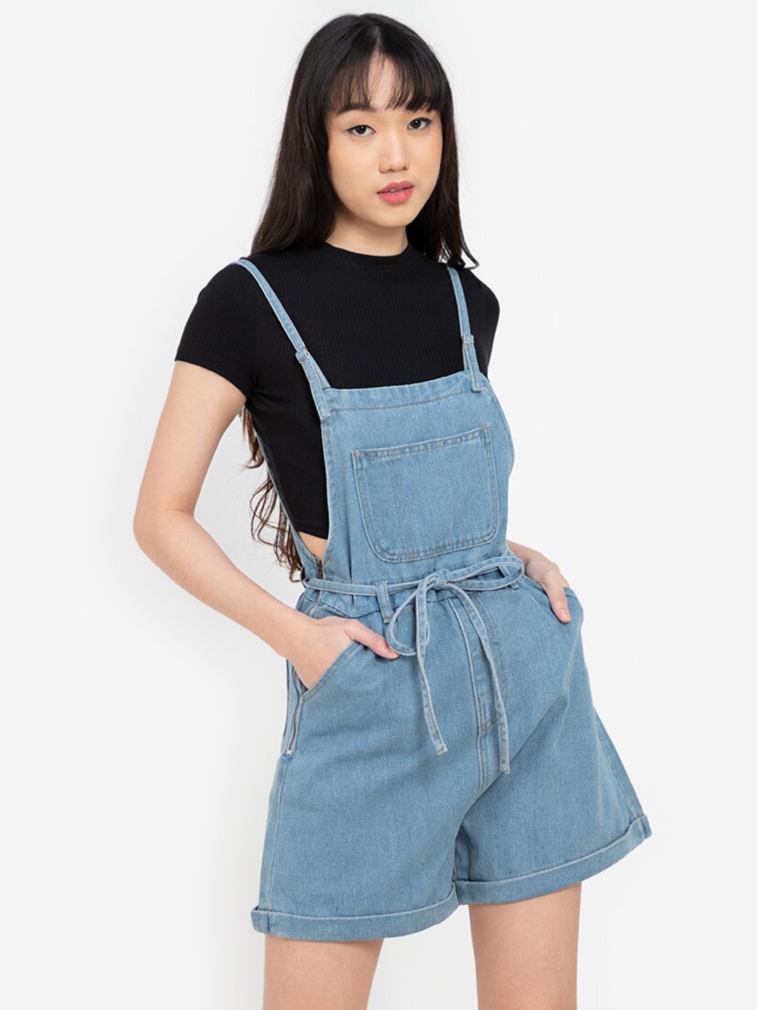 

ZALORA BASICS Blue Denim Playsuit