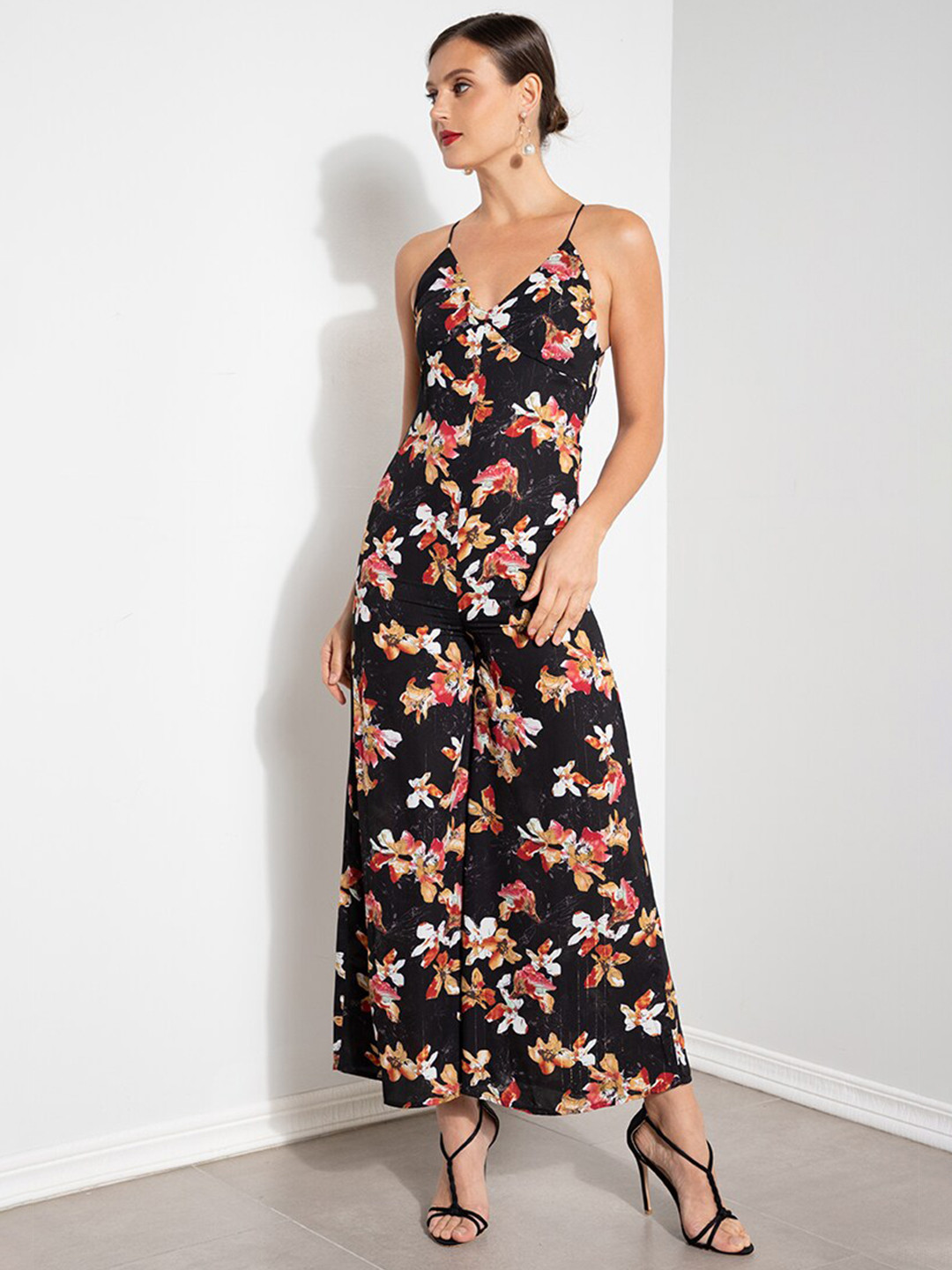 

ZALORA OCCASION Black Printed Basic Jumpsuit