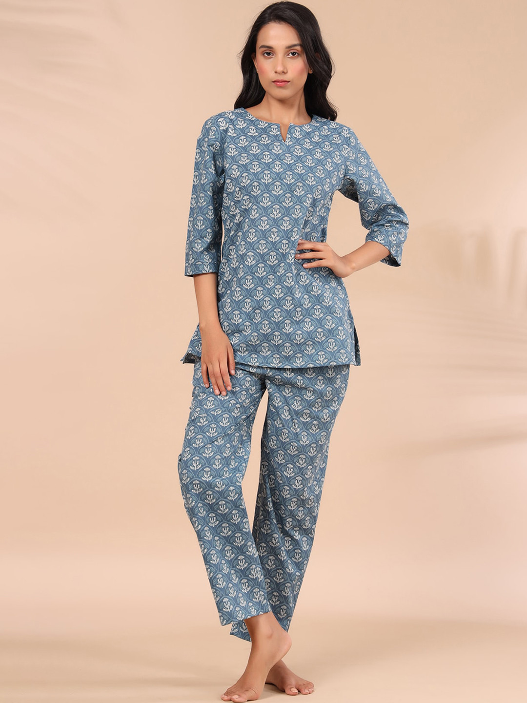 

JISORA Women Grey Printed Night suit