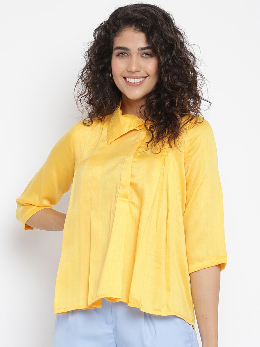 

am ma Yellow Shirt Style Top