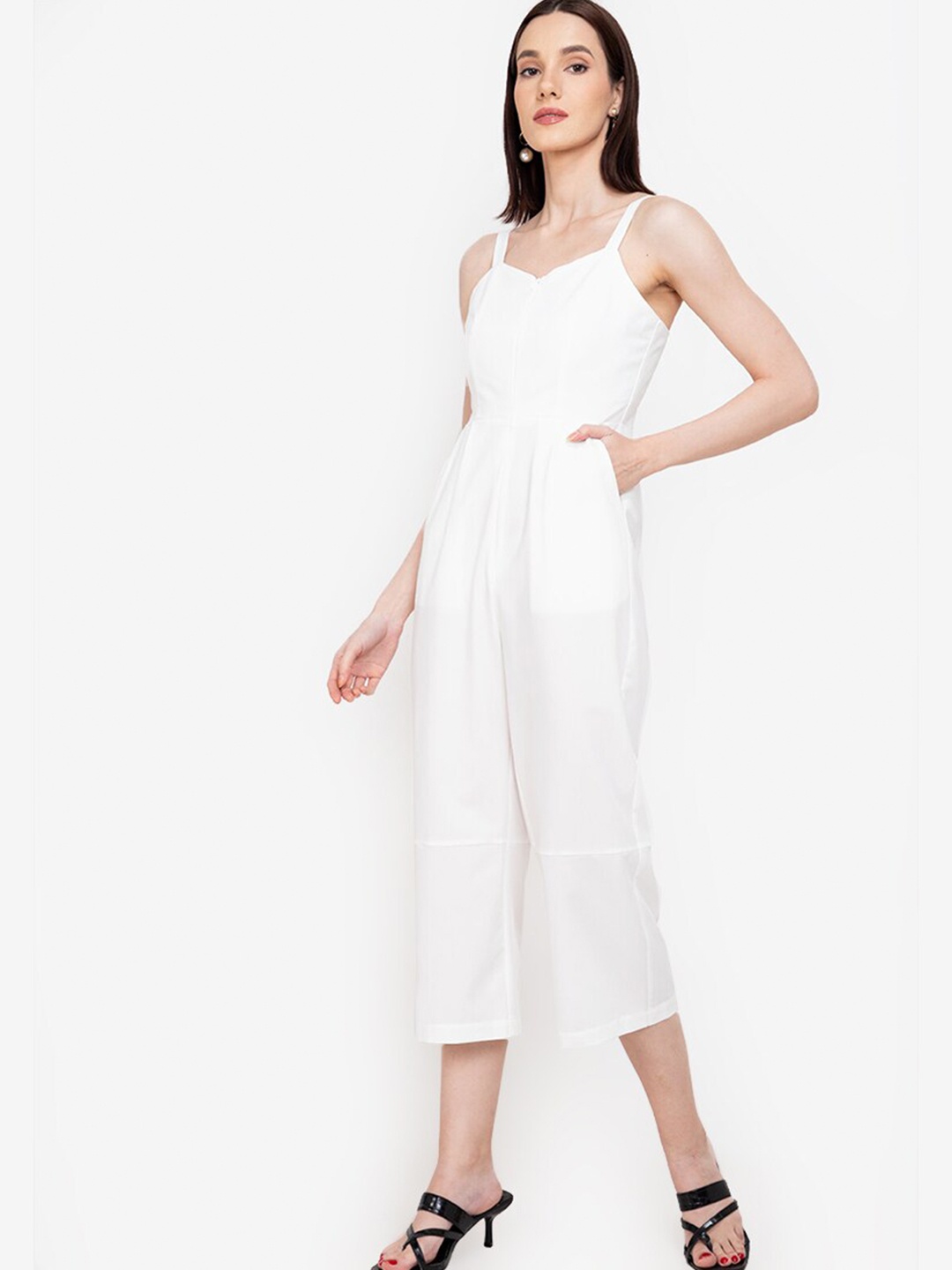 

ZALORA WORK White Solid Culotte Jumpsuit