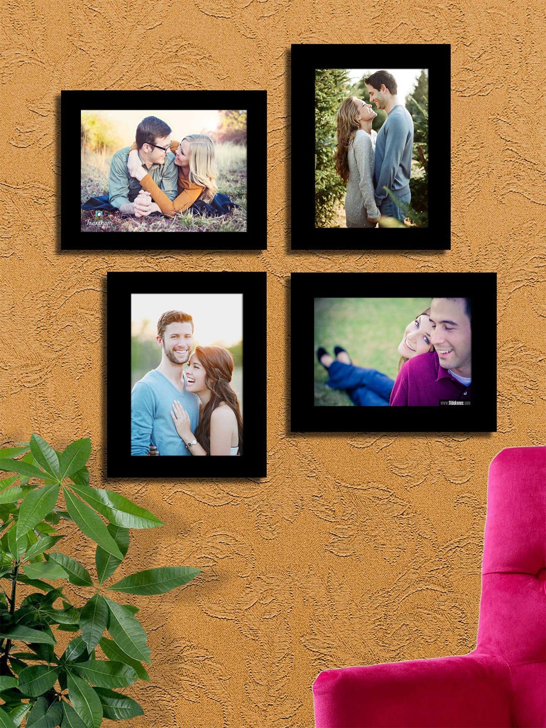 Art Street Set Of 4 Black Solid Wall Photo Frames