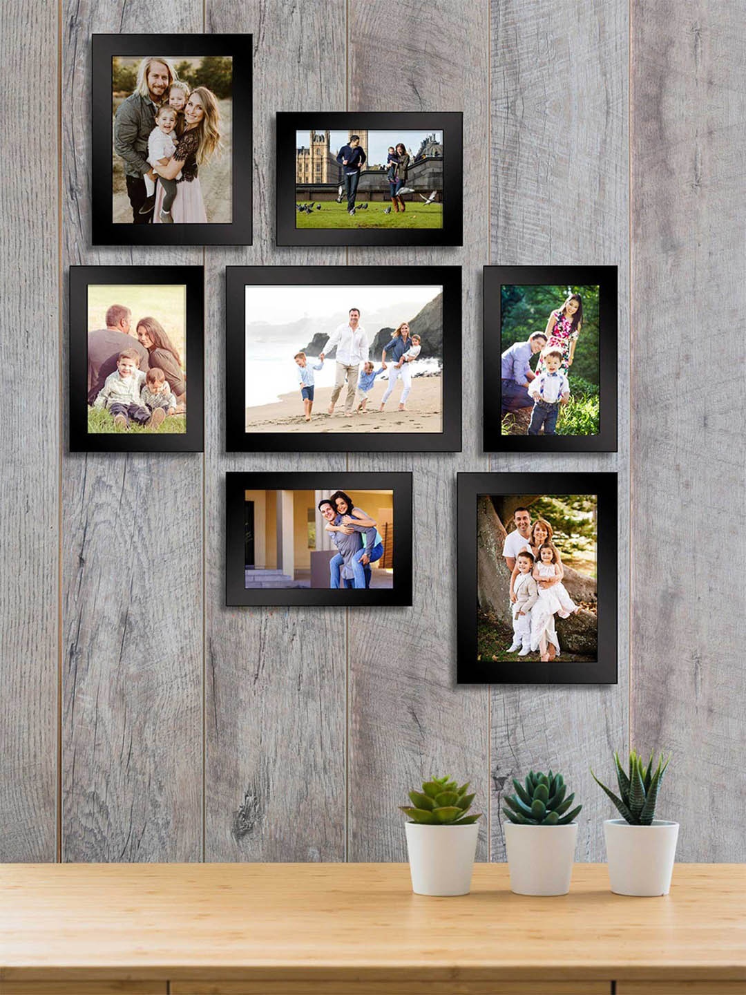 

Art Street Set Of 7 Black Solid Wall Photo Frames