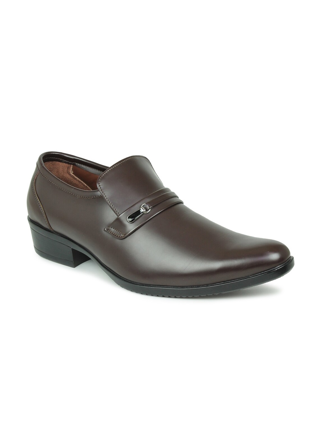 

PRIVO by Inc.5 Men Wine-Maroon Solid Leather Formal Slip-Ons