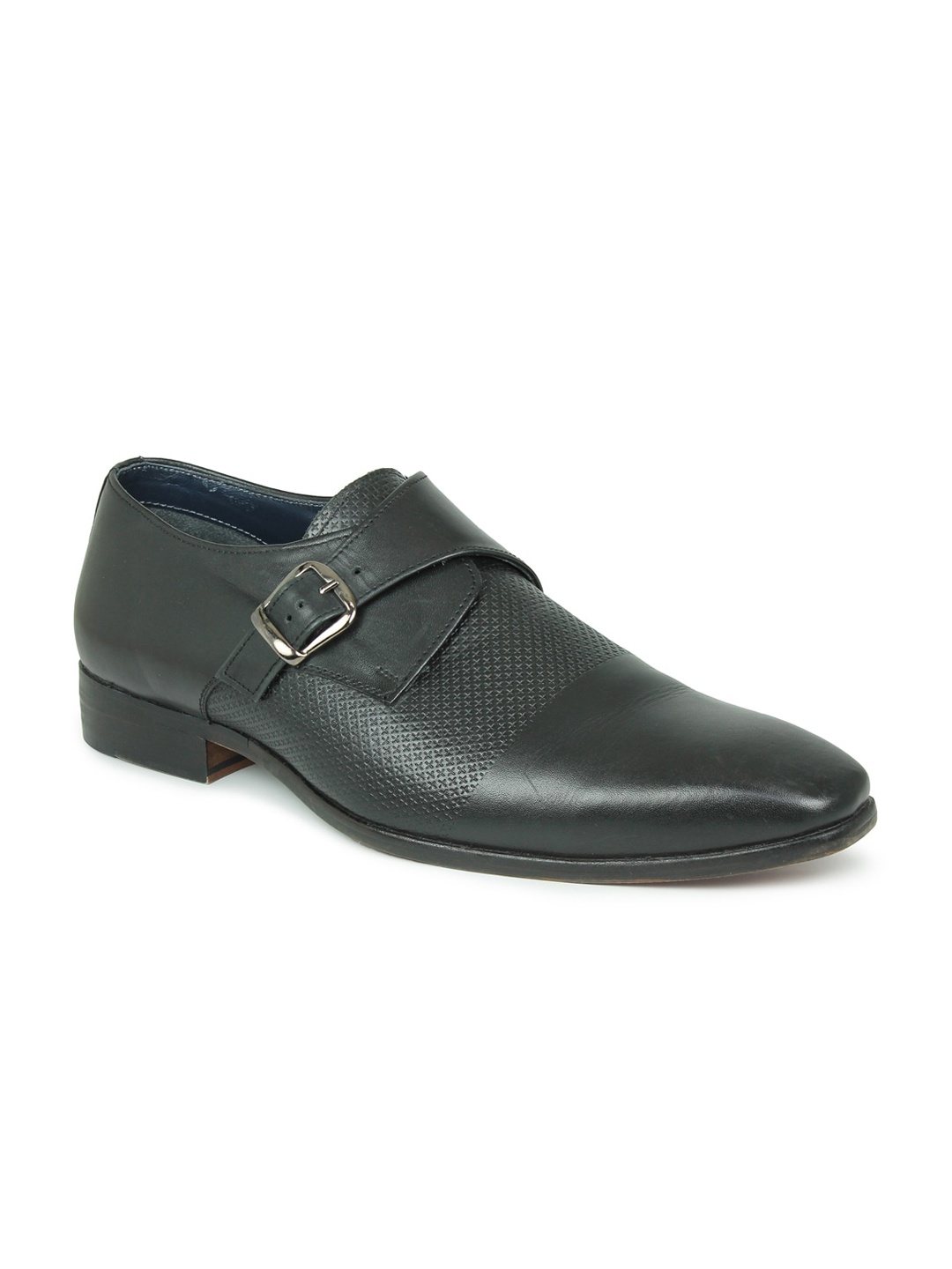 

PRIVO Men Black Solid Leather Formal Loafers