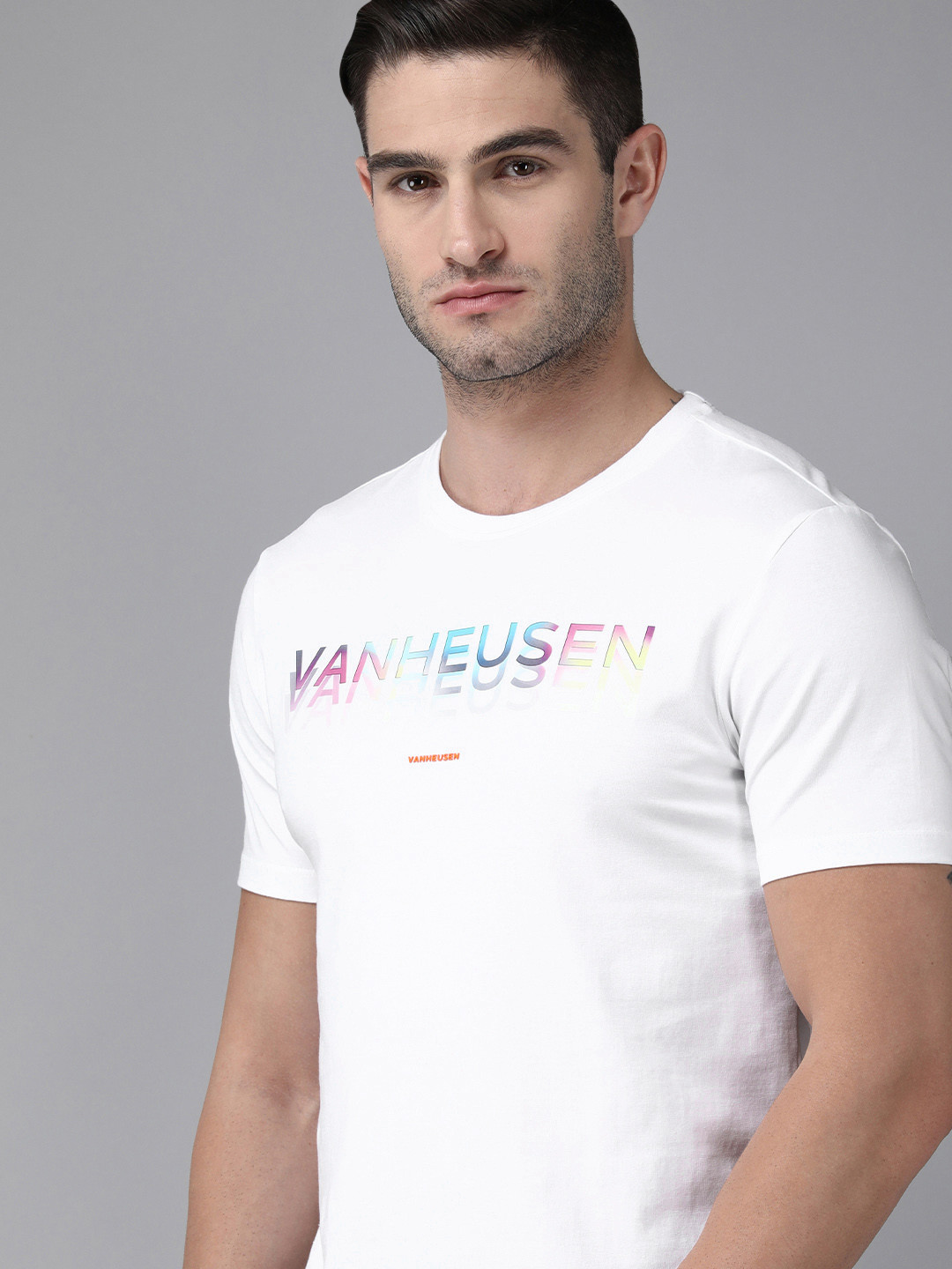 

Van Heusen Flex Men Brand Logo Printed Slim Fit Training T-shirt, White