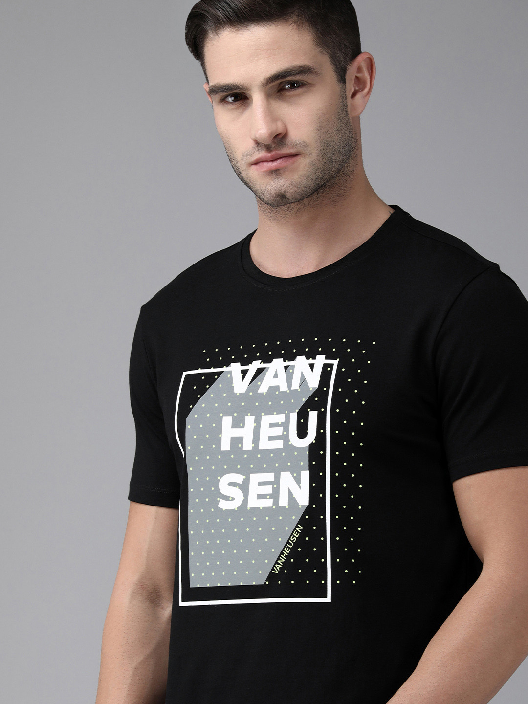 

Van Heusen Flex Men Graphic Printed Slim Fit Training T-shirt, Black