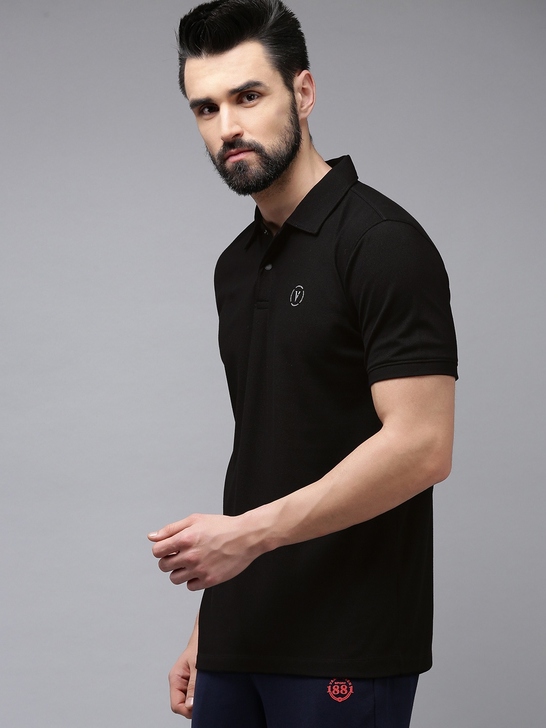 

Van Heusen Flex Men Black Polo Collar Pure Cotton Outdoor T-shirt