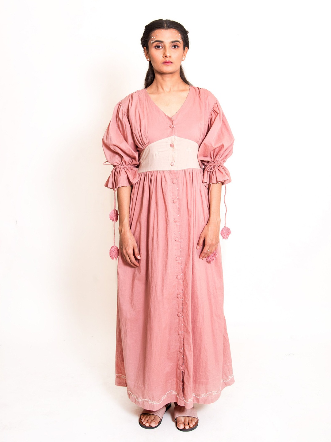 

Ourdve Pink Mul Cotton Turt Maxi Dress