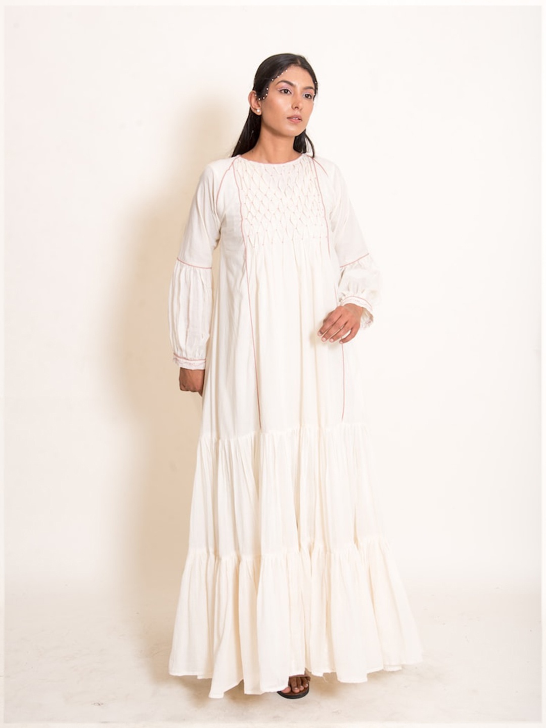 

Ourdve White Mul Cotton Shell Maxi Dress