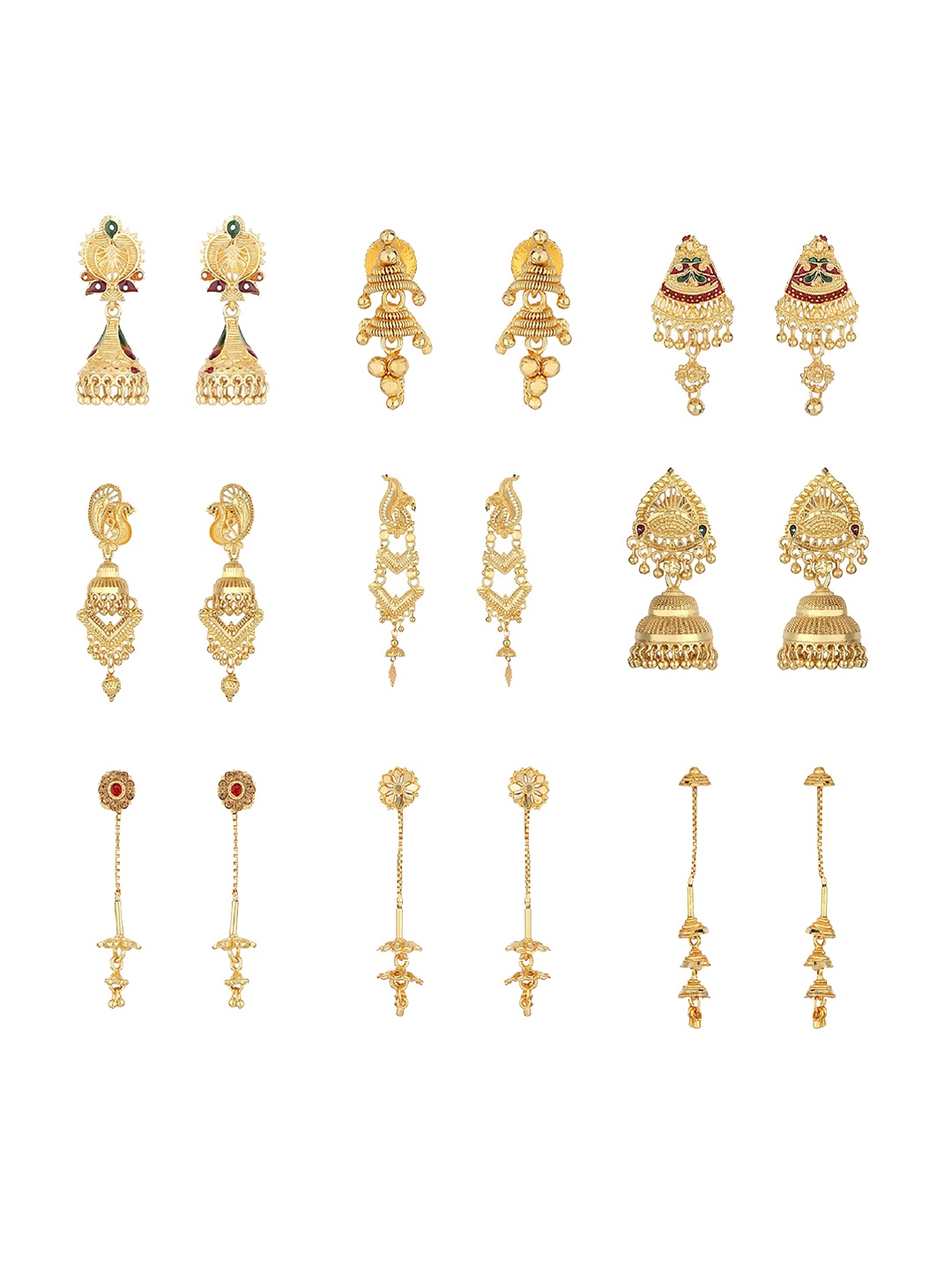 

Goldnera Gold-Plated Set Of 9 Paisley Shaped Drop Earrings